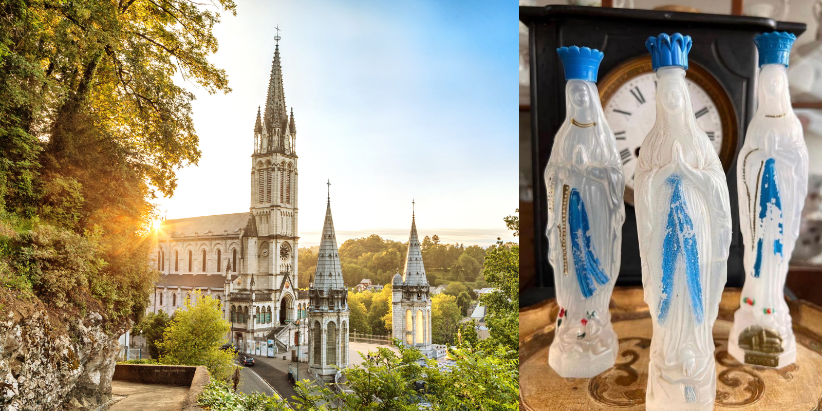Bouteille En Verre Pour Eau Bénite Avec Bouchon Argenté - Apparition De La Vierge Marie De Lourdes - Hauteur 7 Cm
