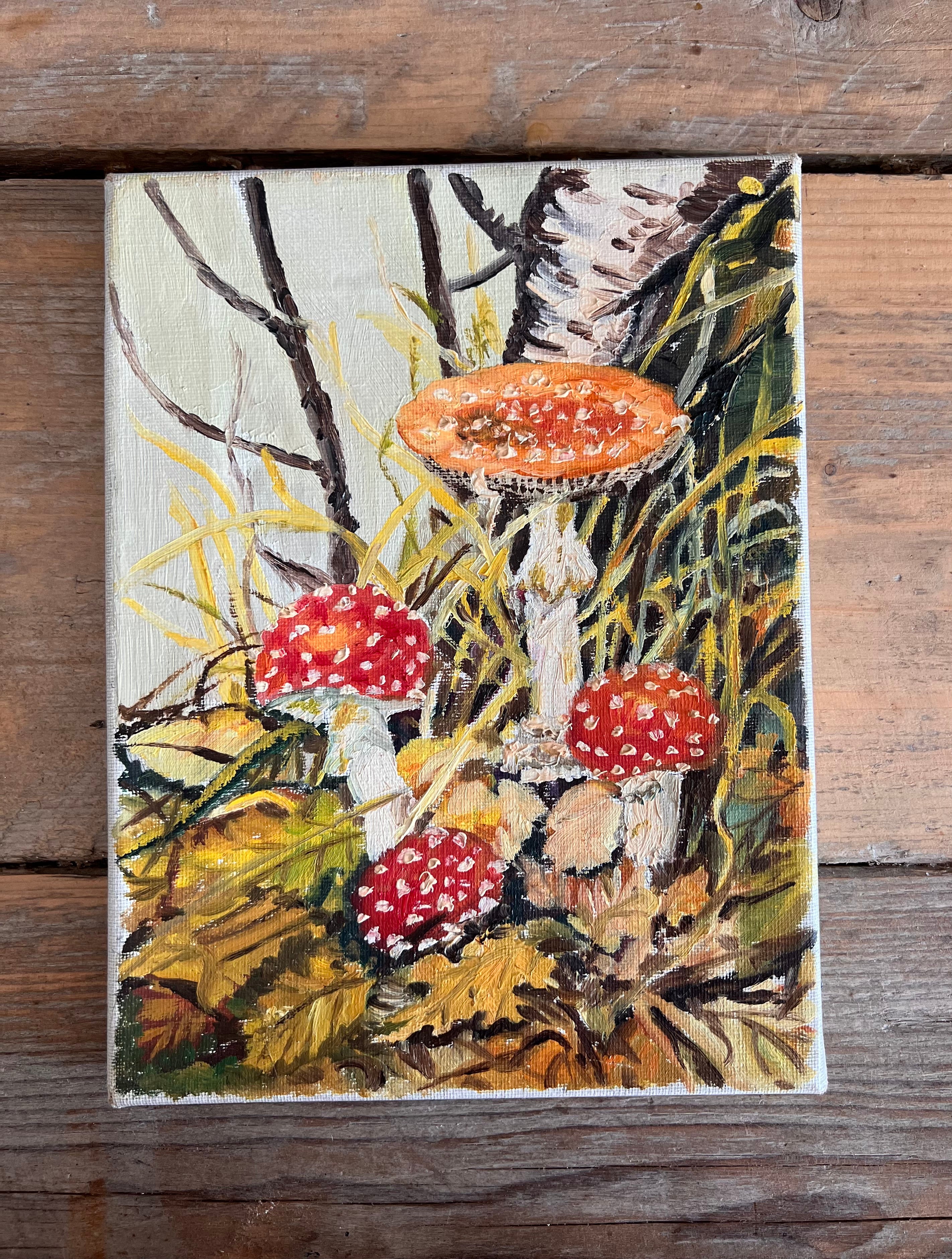 Vliegenzwammen op canvas