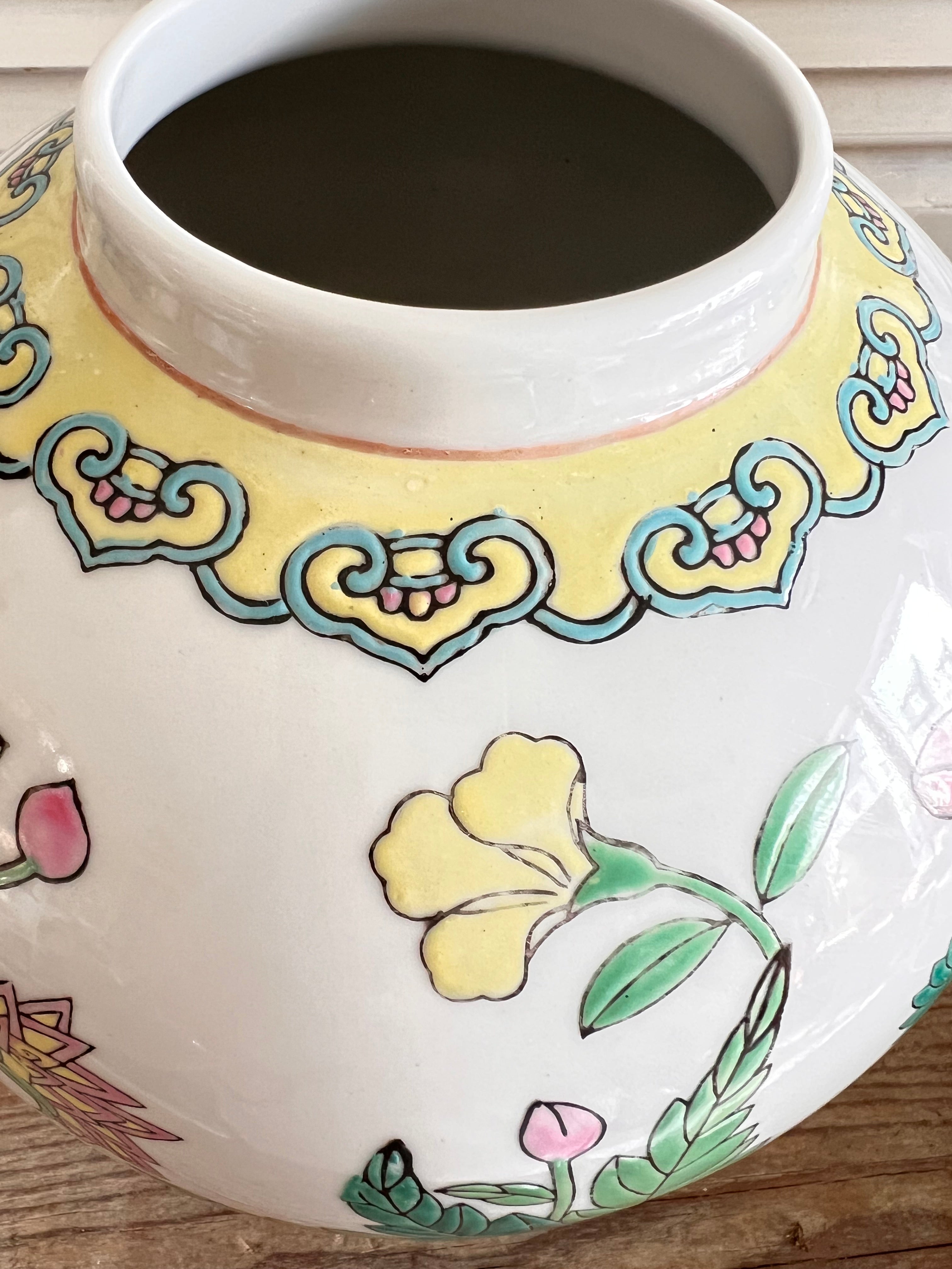 Chinese family rose gemberpot XL met zomers bloemendesign