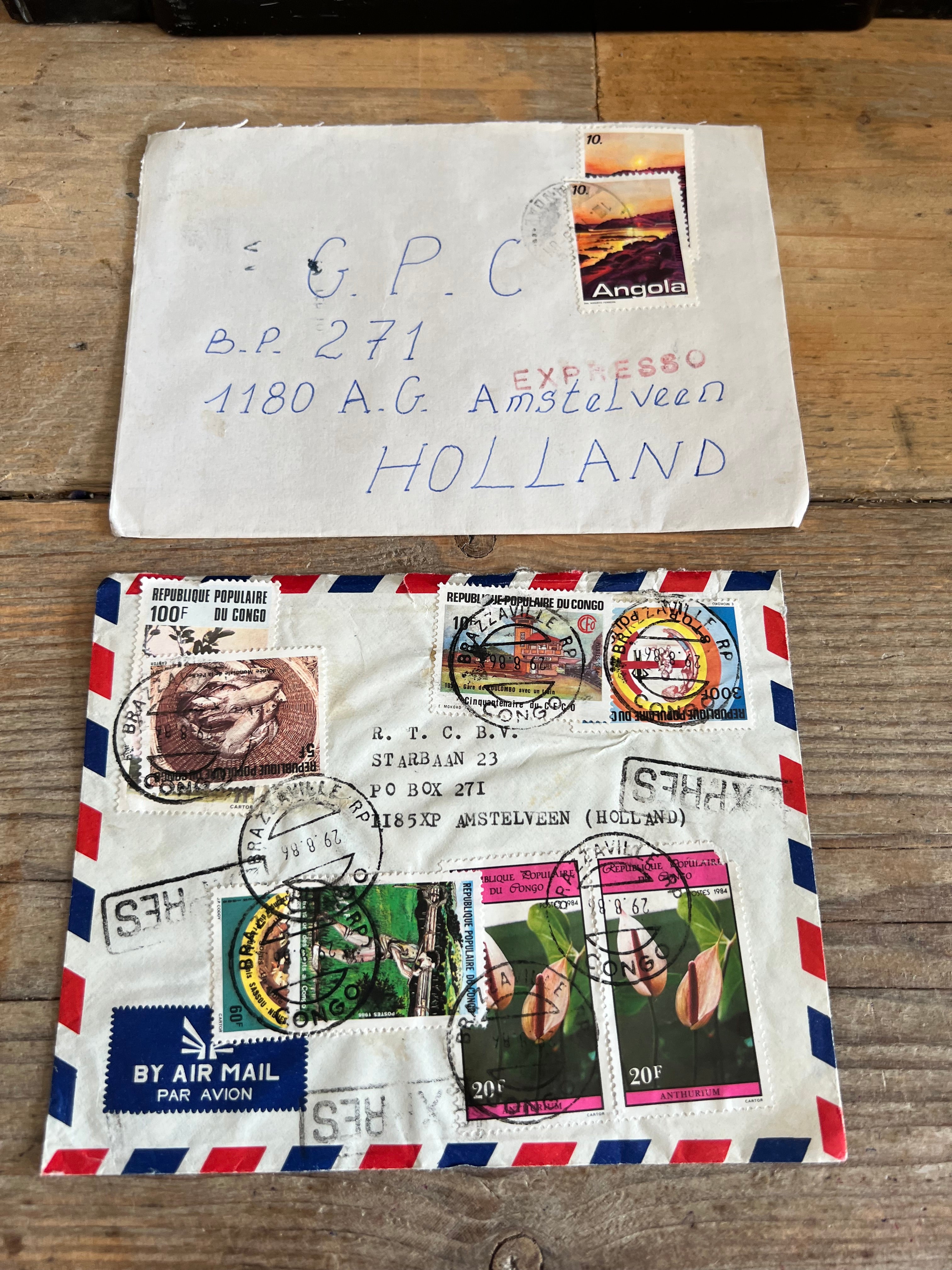 Set van 10 vintage enveloppen met postzegels "Afrika"