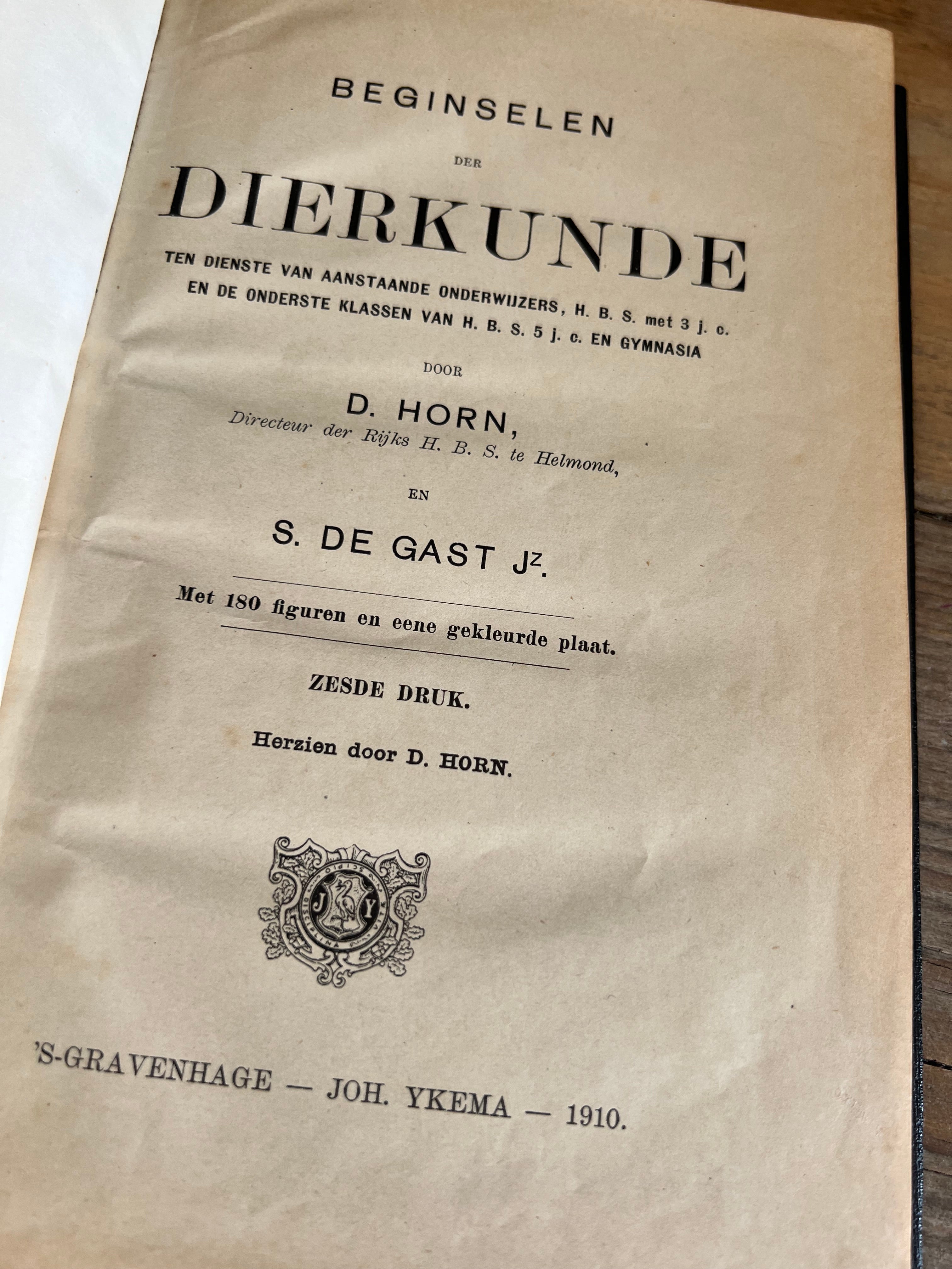 Boek dierkunde - D. Horn 1910