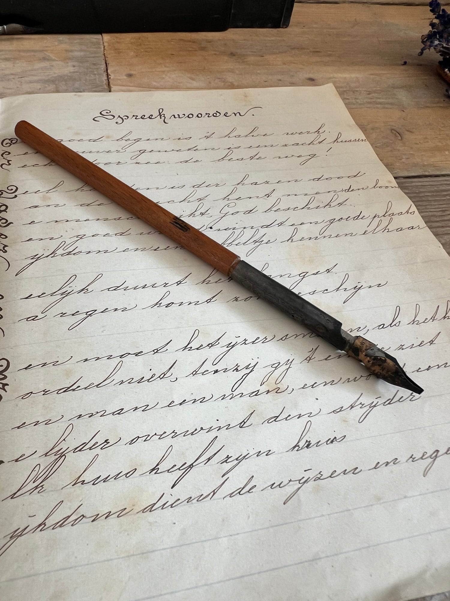 Vintage griffel hout gebruikt