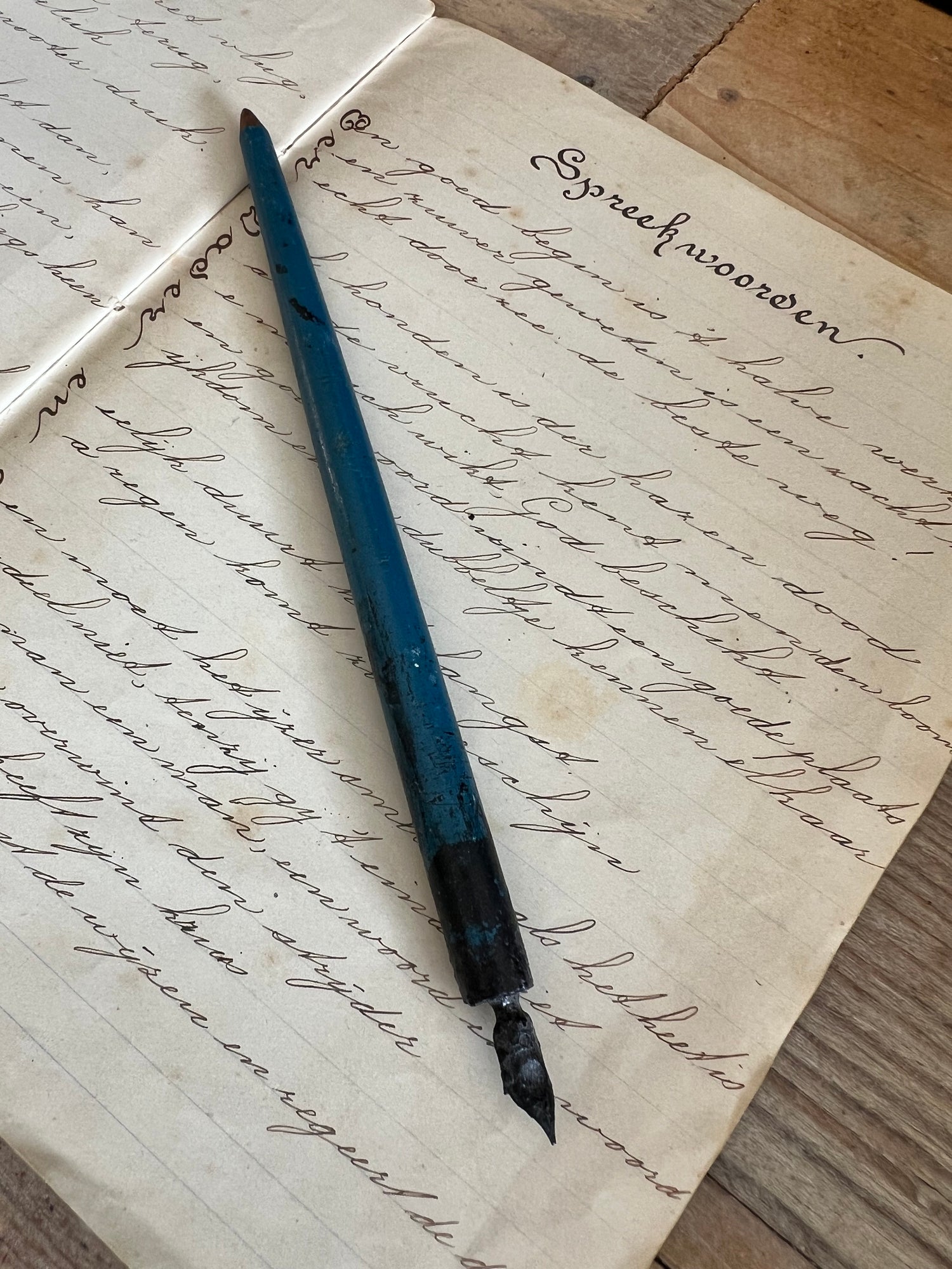 Vintage griffel blauw gebruikt