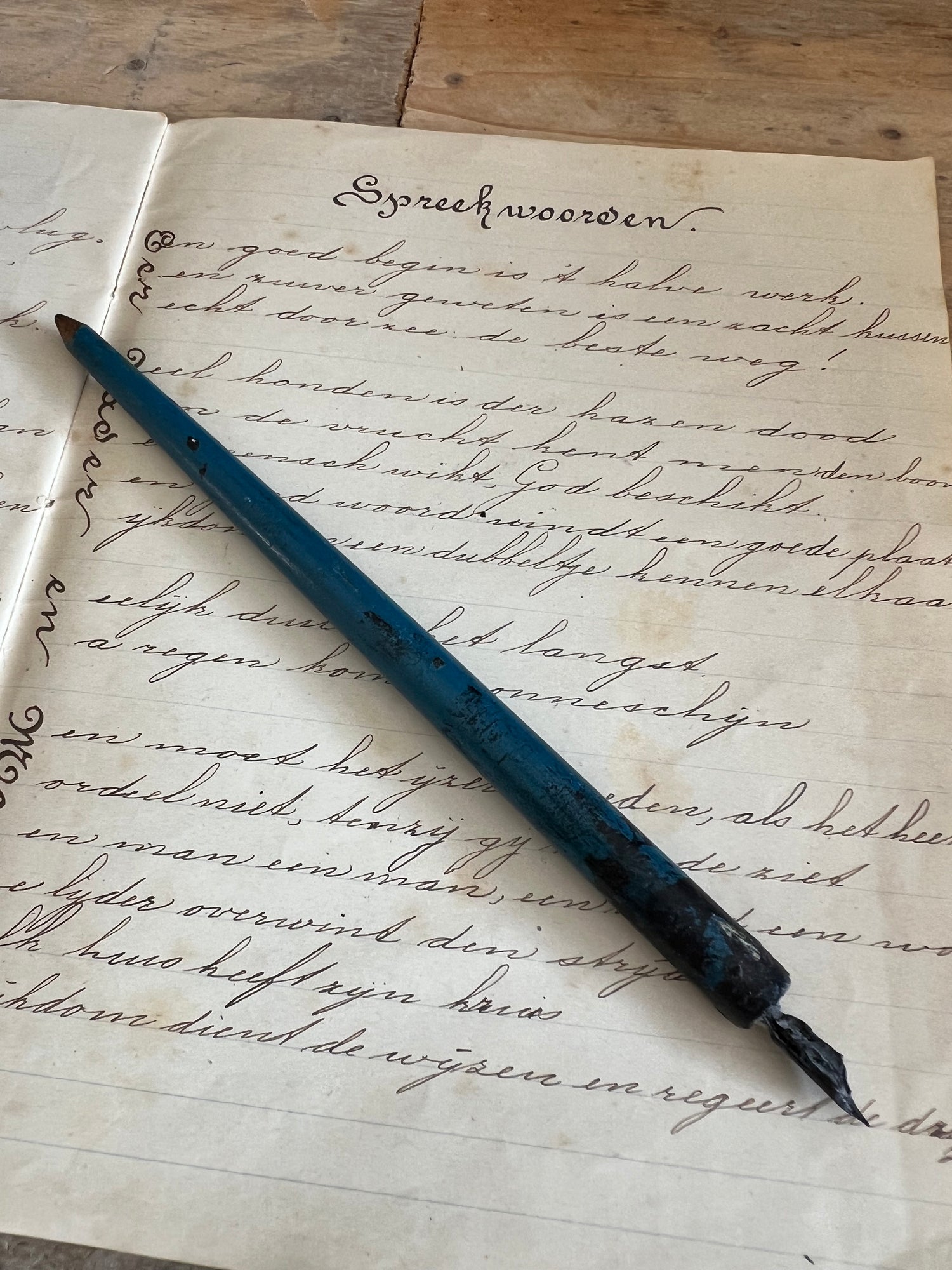Vintage griffel blauw gebruikt