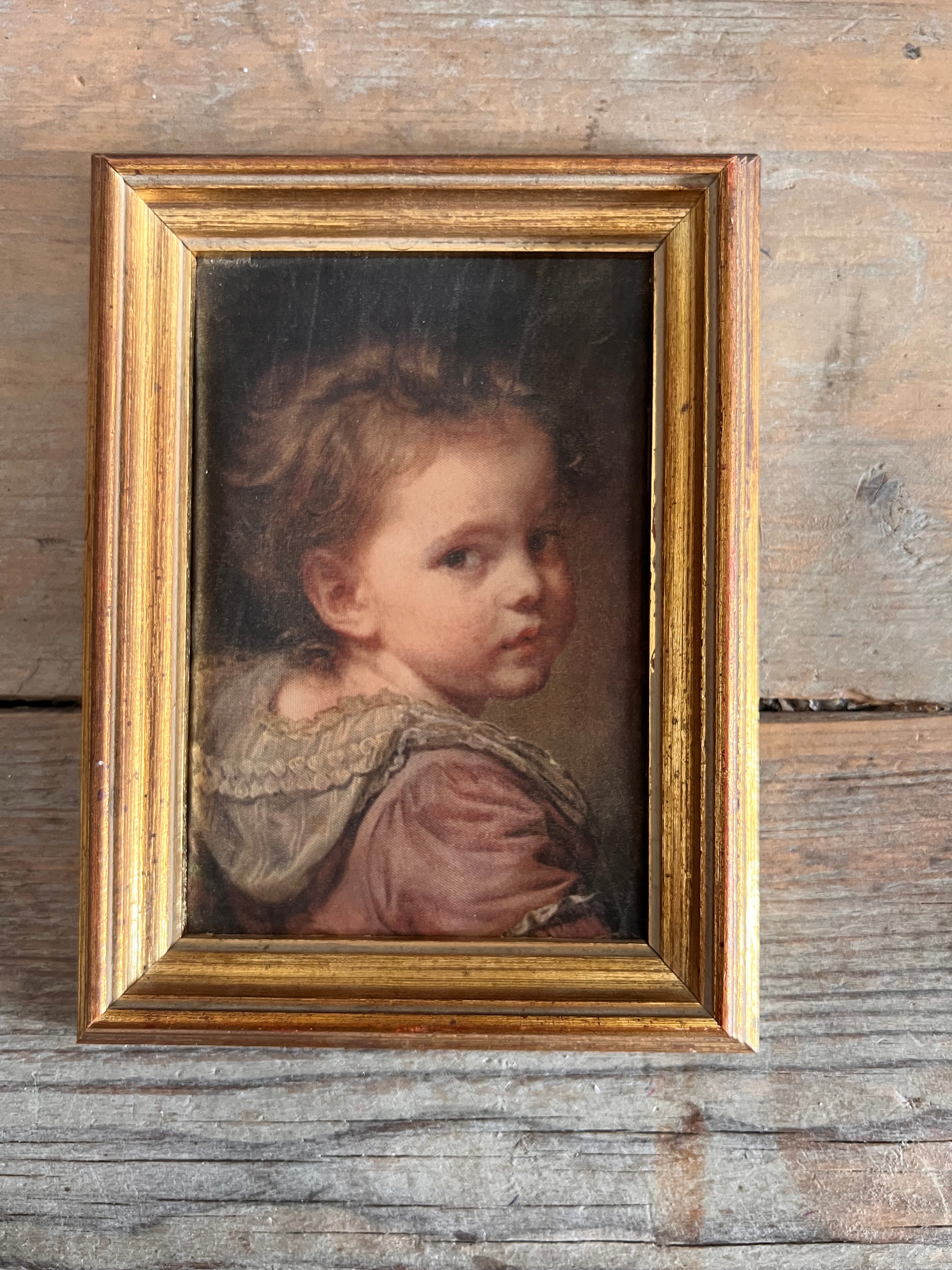 Vintage lijstje met romantisch kinderportret "La petite Nanette"