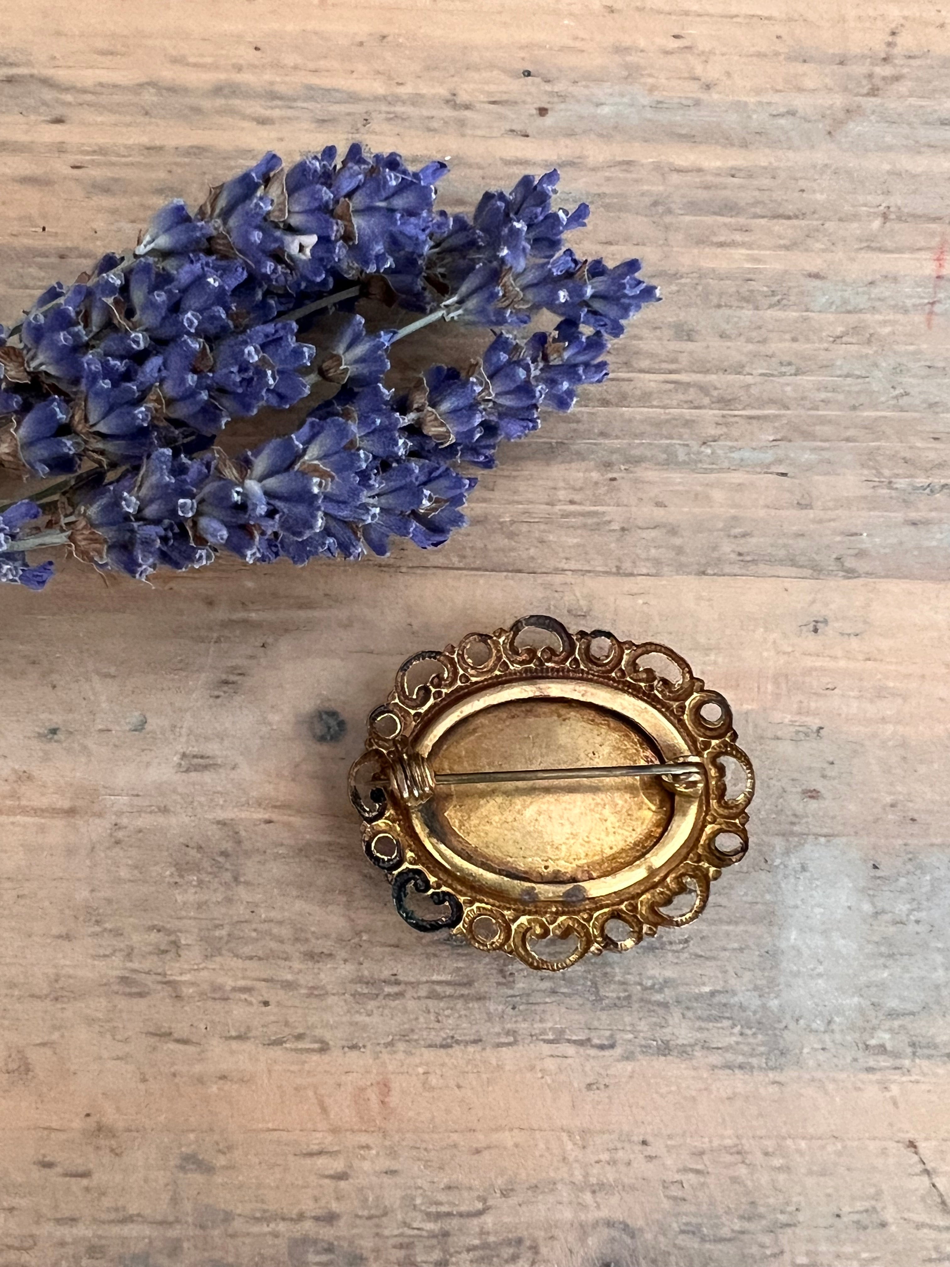 Vintage petit point brooch