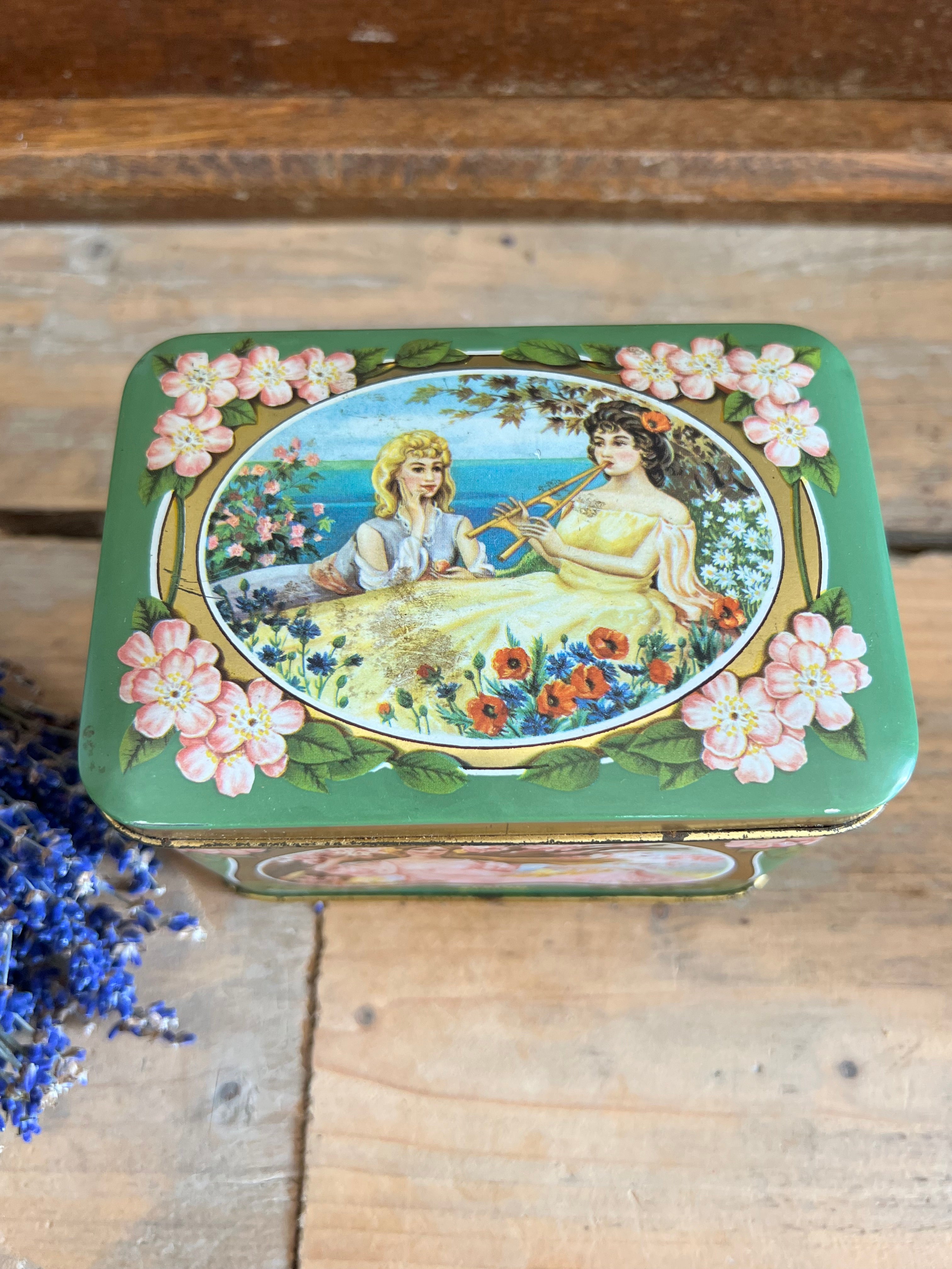Art Nouveau stijl vierseizoenen blikje