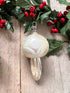 Zilverkleurige paddenstoel kerstbal