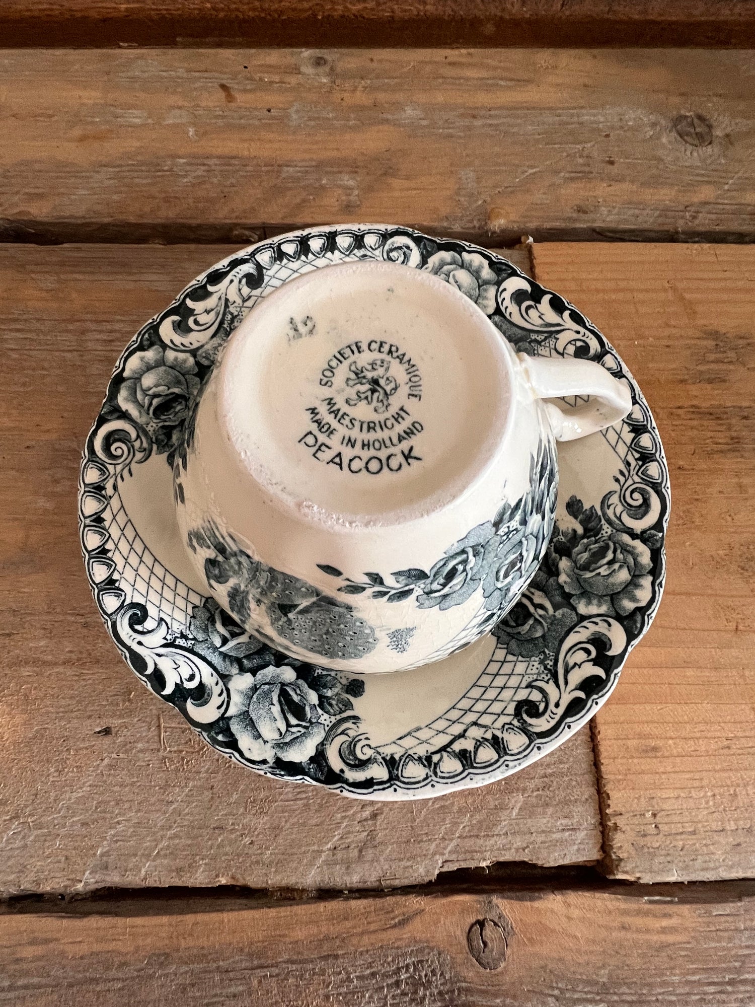 Cup and saucer Peacock
