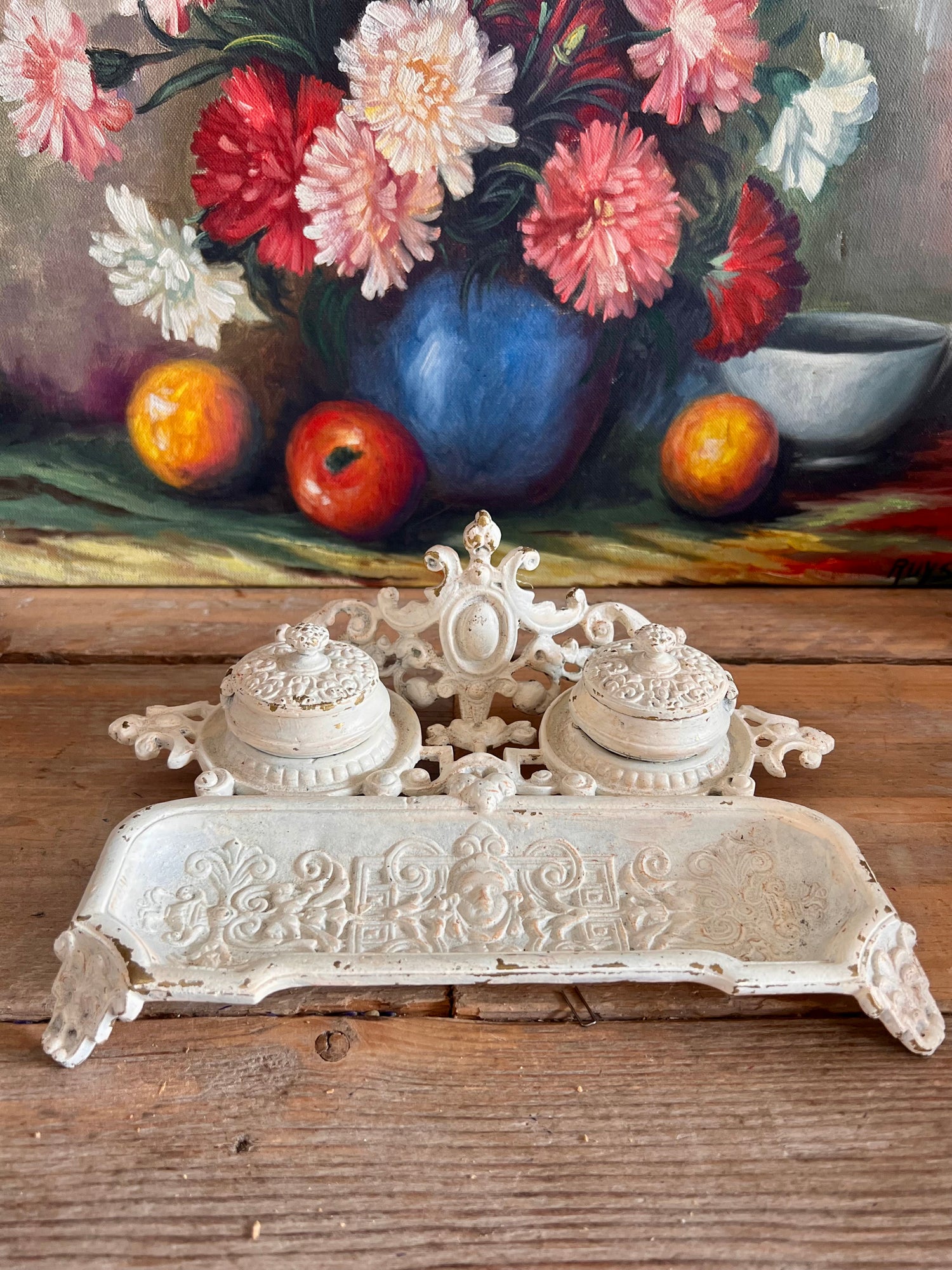 Vintage inktpot Art Nouveau stijl