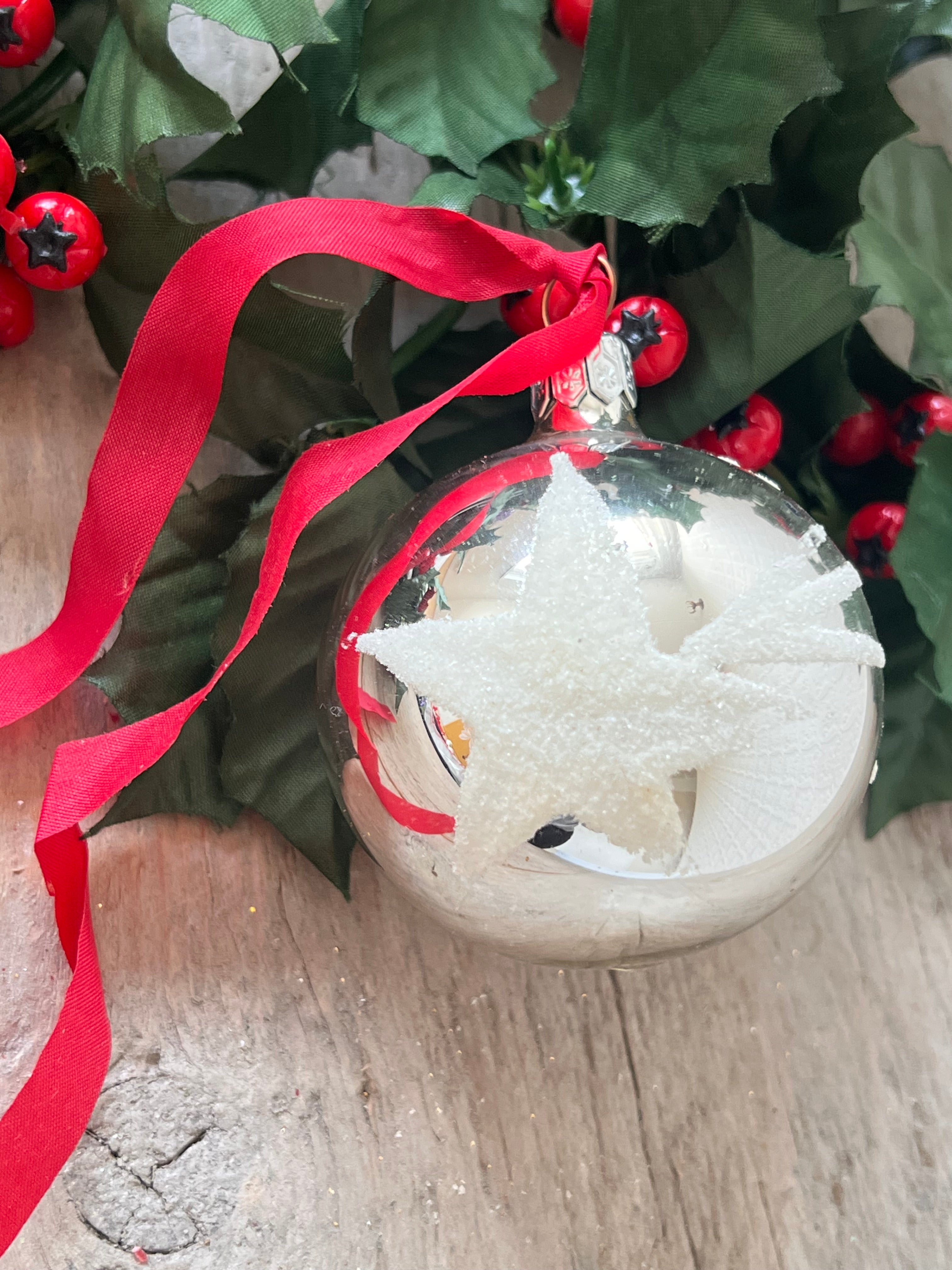 Vintage kerstbal "make a wish"