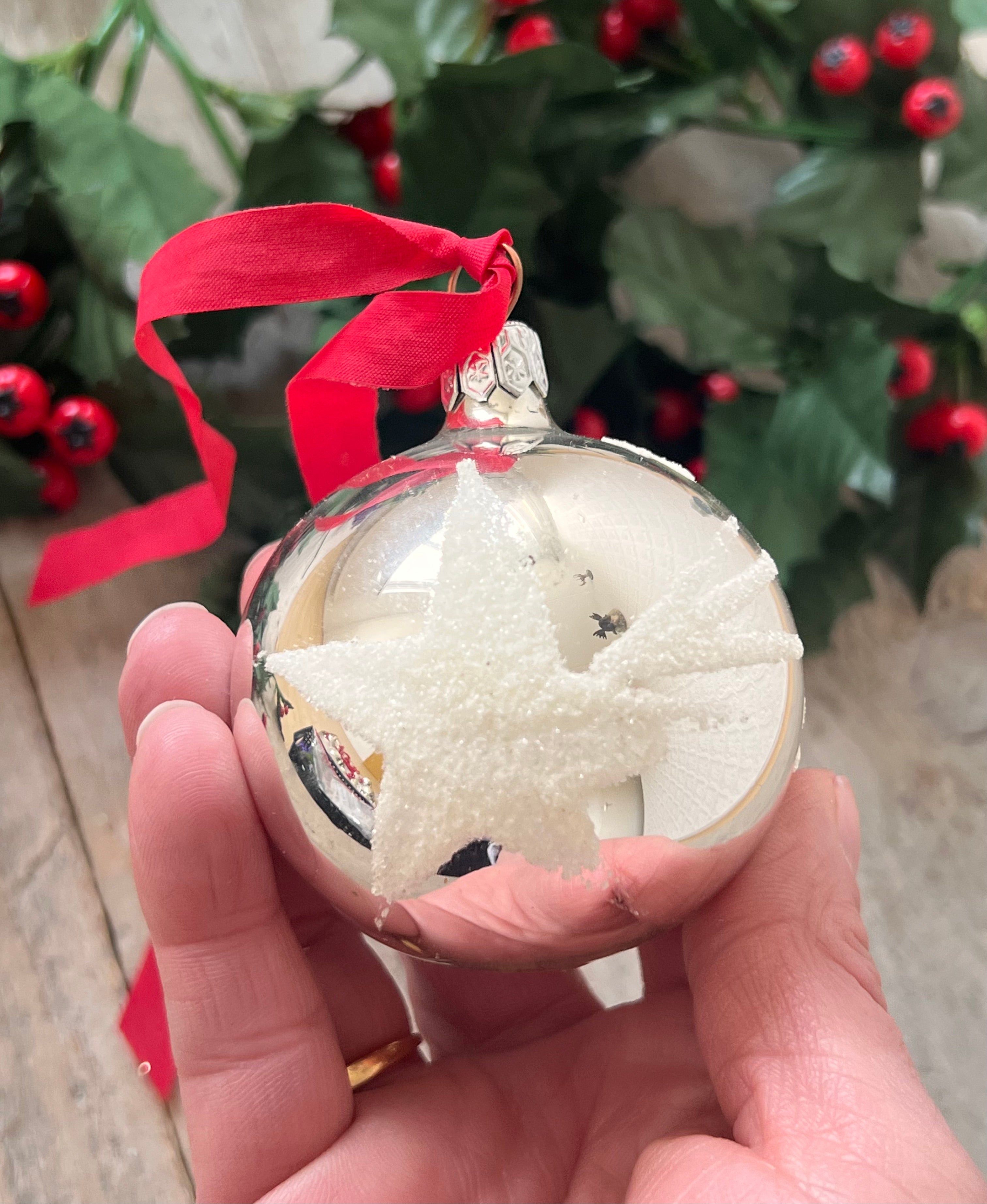 Vintage kerstbal "make a wish"