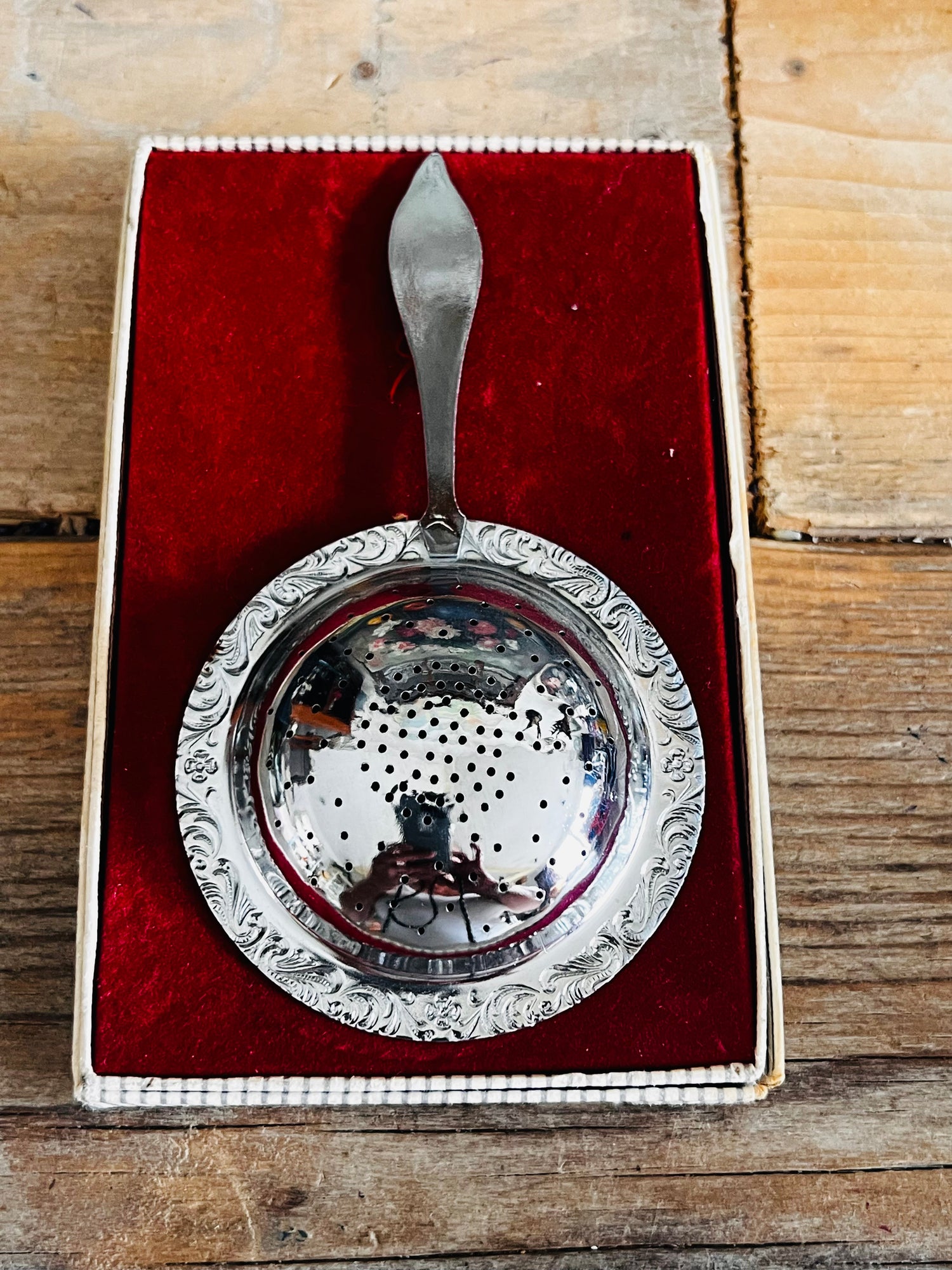 Theezeefje van aluminium vintage