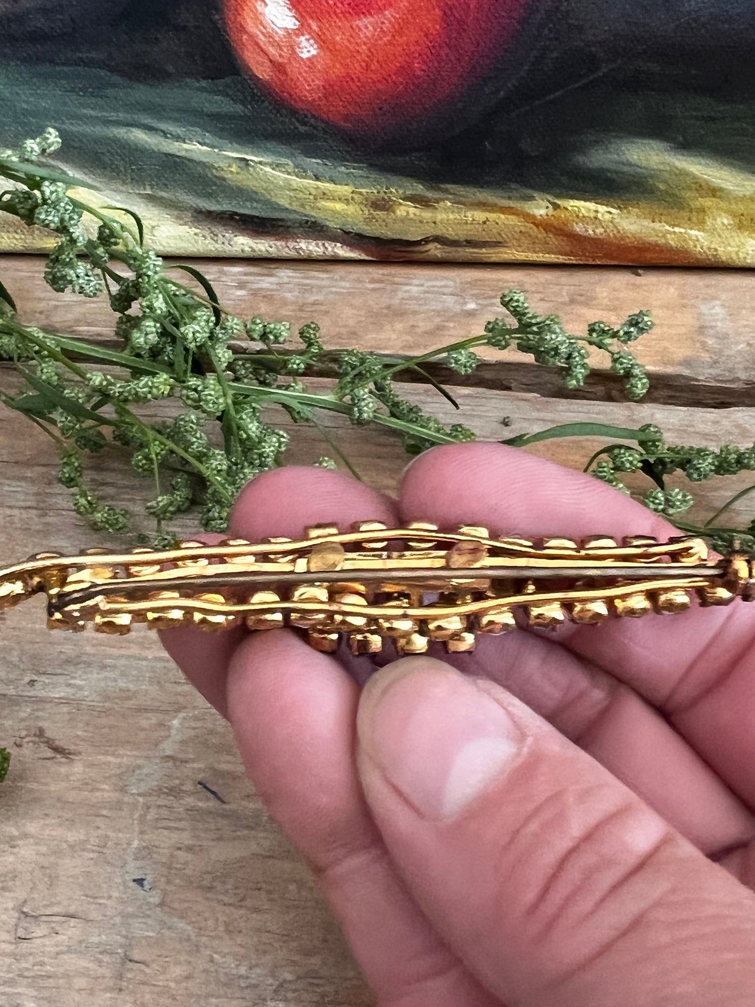 vintage broche stressteentjes, vintage broche turquoise zwart, vintage sieraden broche, vintage accessoires, retro broche met steentjes, vintage broche dames, unieke vintage broche.