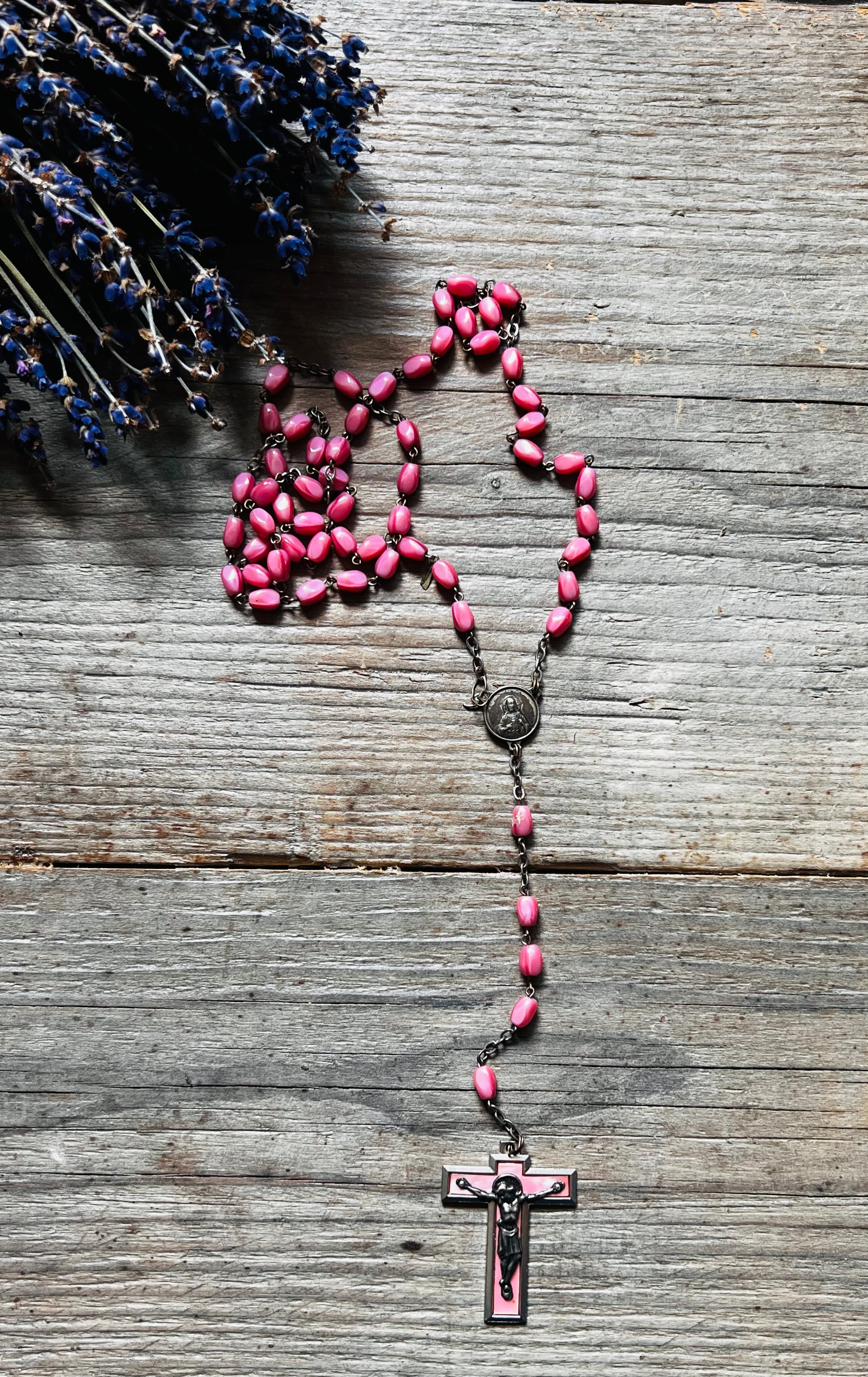 Roze rozenkrans vintage