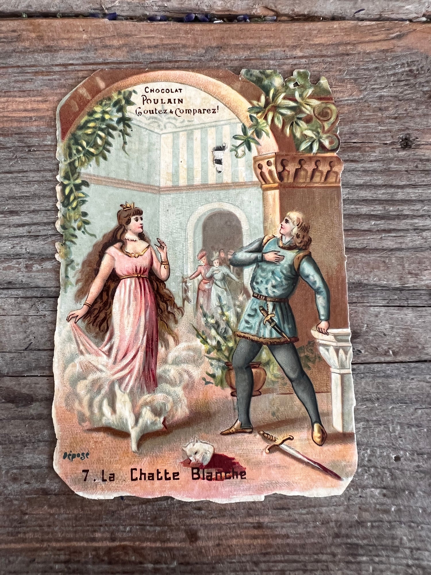 7. La Chatte blanche Chocolat Poulain antiek plaatje