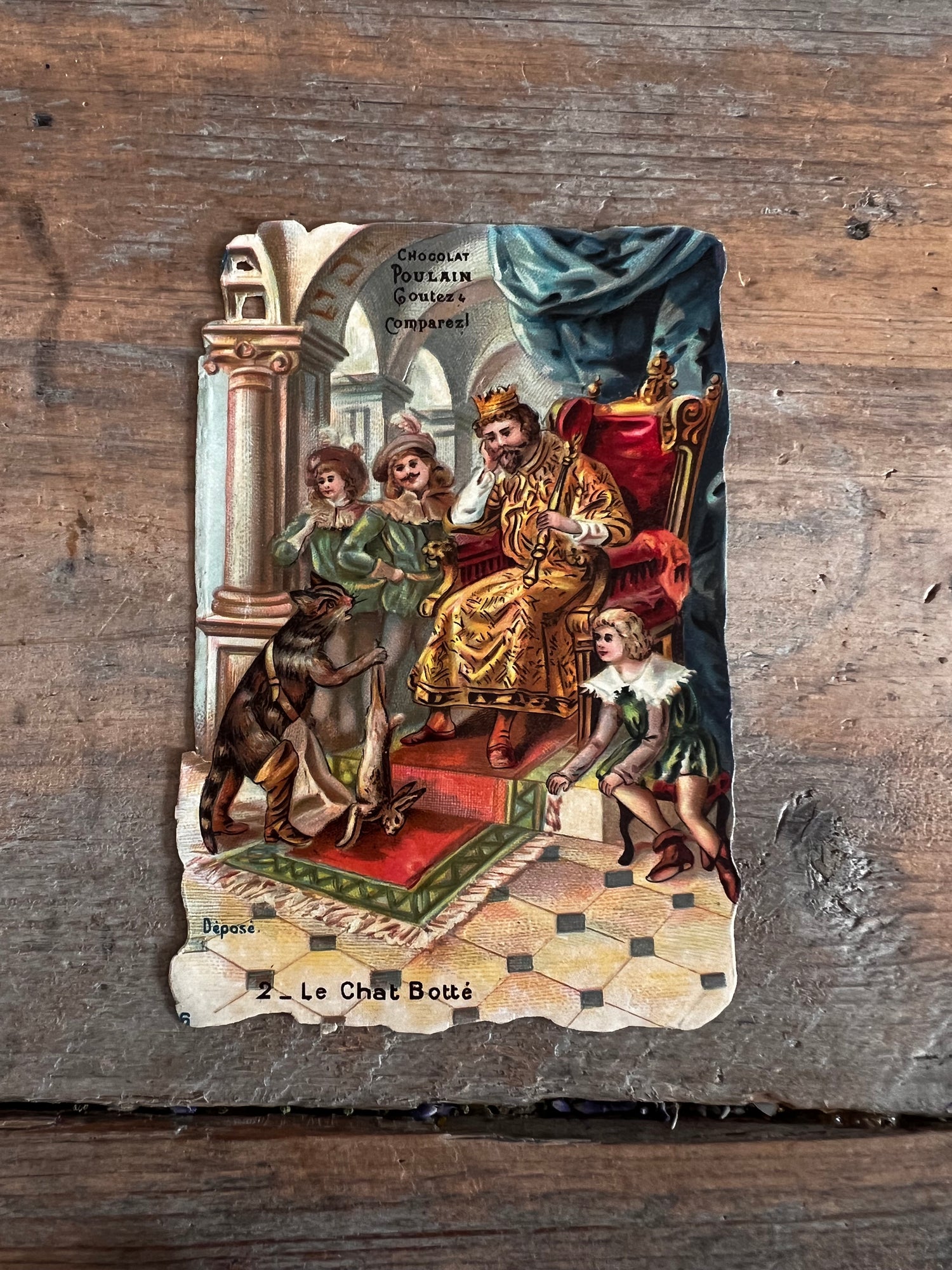 Le Chat Botté no. 2 antiek reclameplaatje Poulain Chocolat