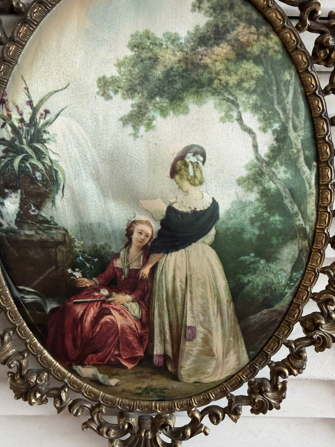 Vintage lijst, rococo stijl, vintage lijst met zijde