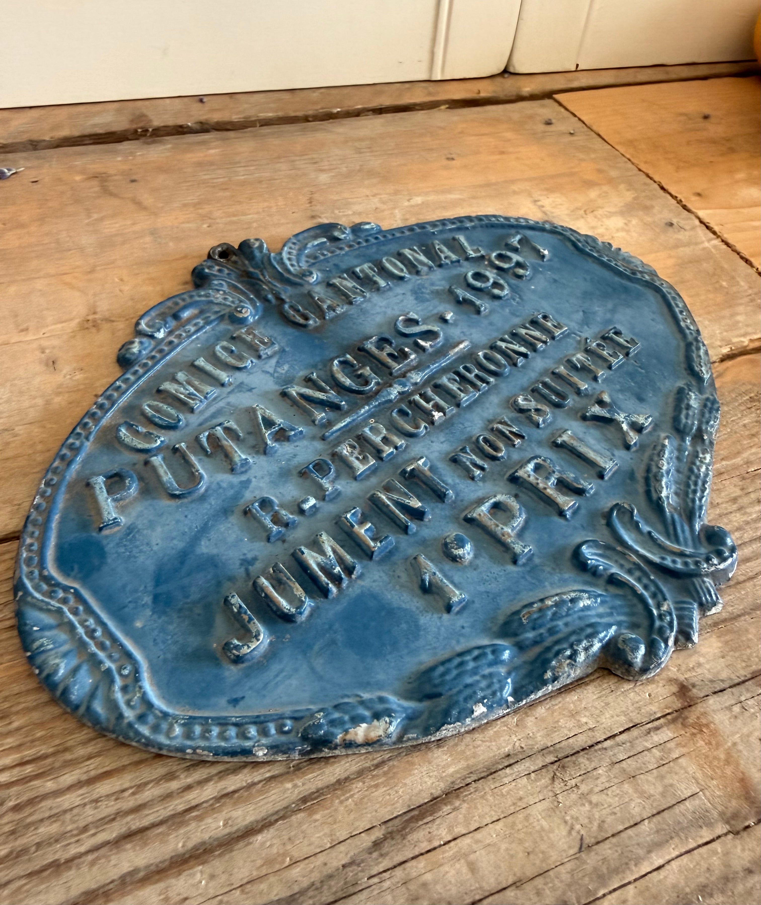 Franse decoratieve wandplaquette "Comice Cantonal Putanges 1997"