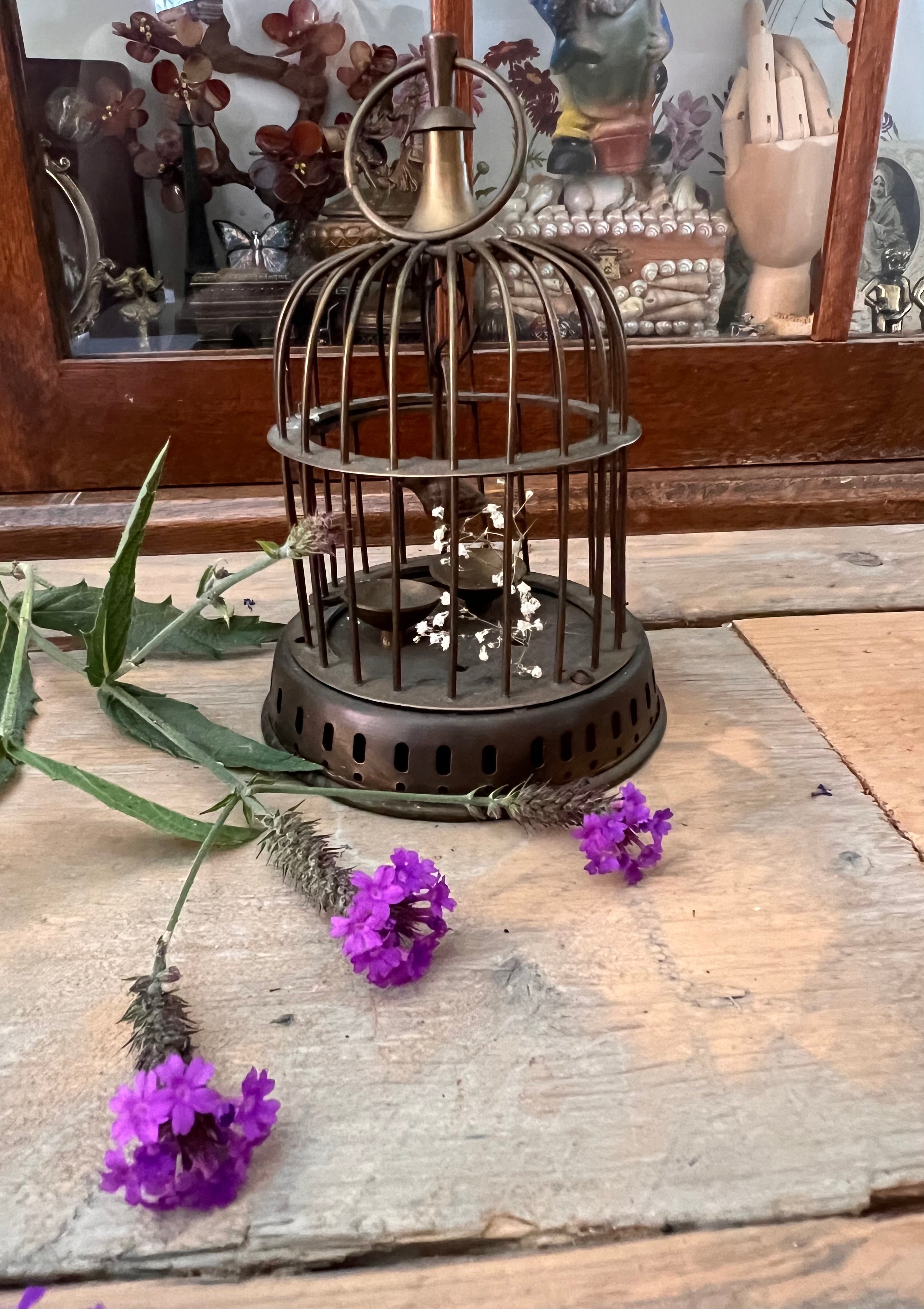 Vintage messing vogelkooitje