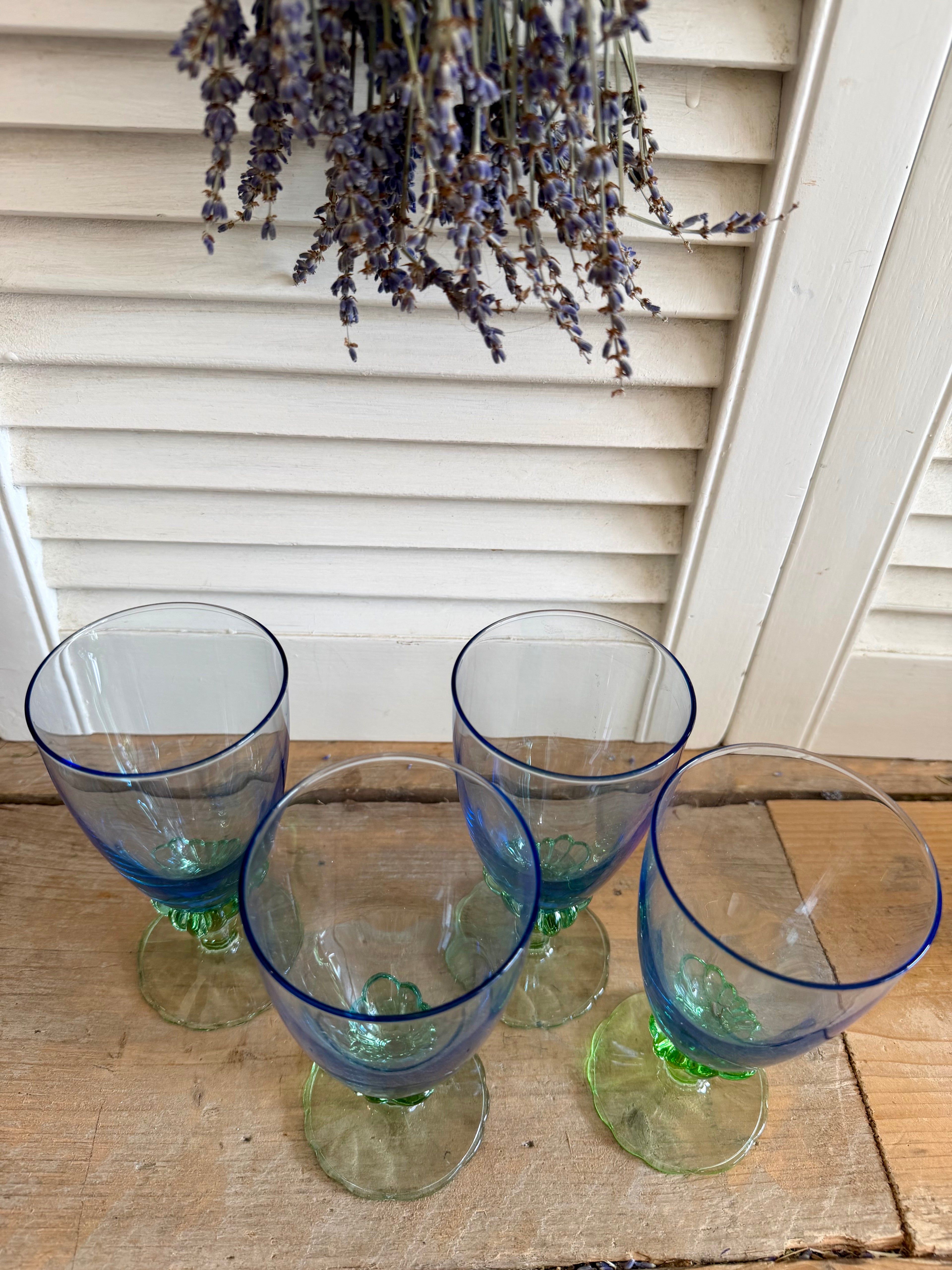 Vintage Bormioli Rocco Bahia waterglazen - set van 4 - Italiaans kristal