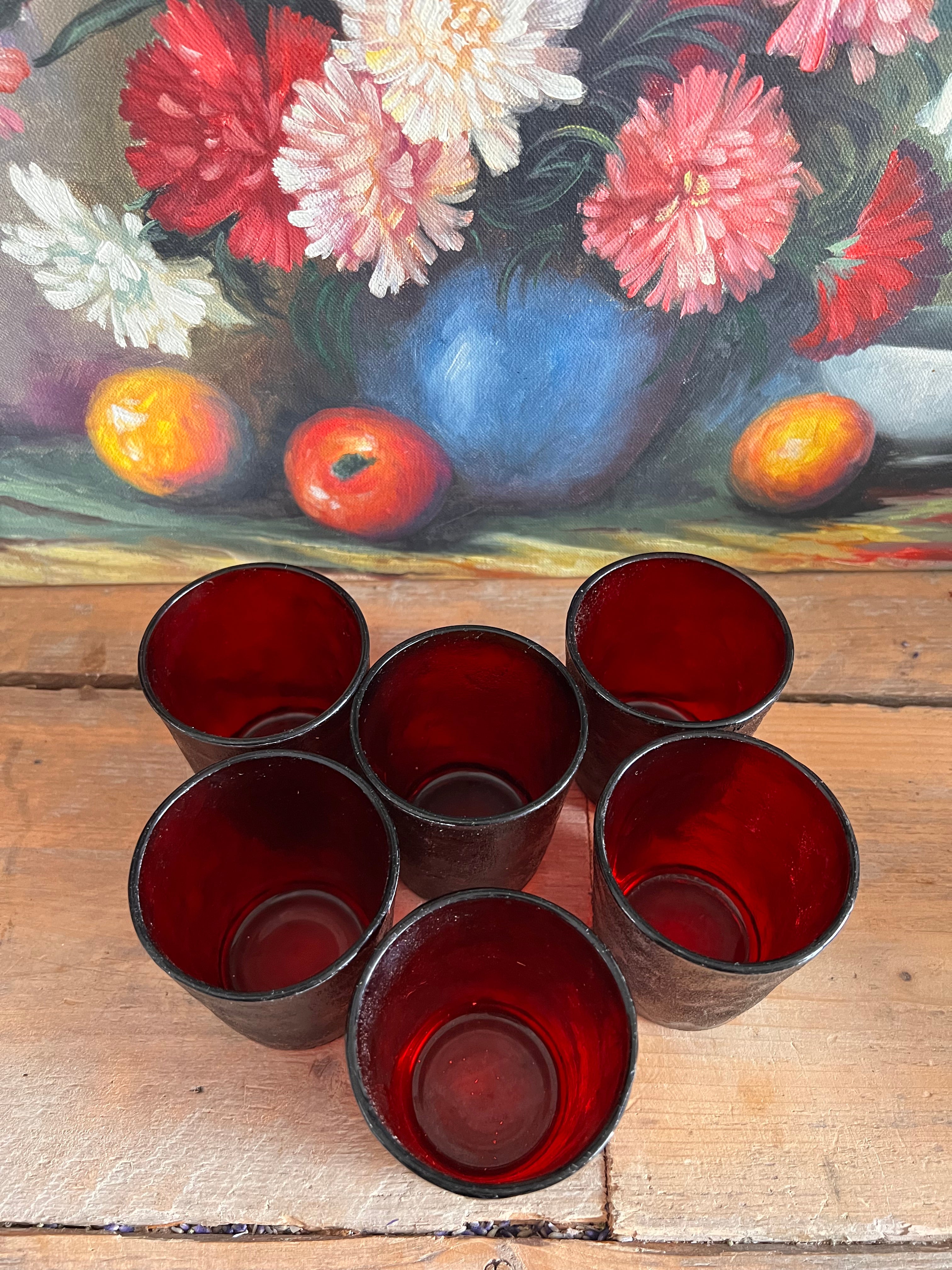 Arcoroc drinkglazen Sierra rood vintage retro