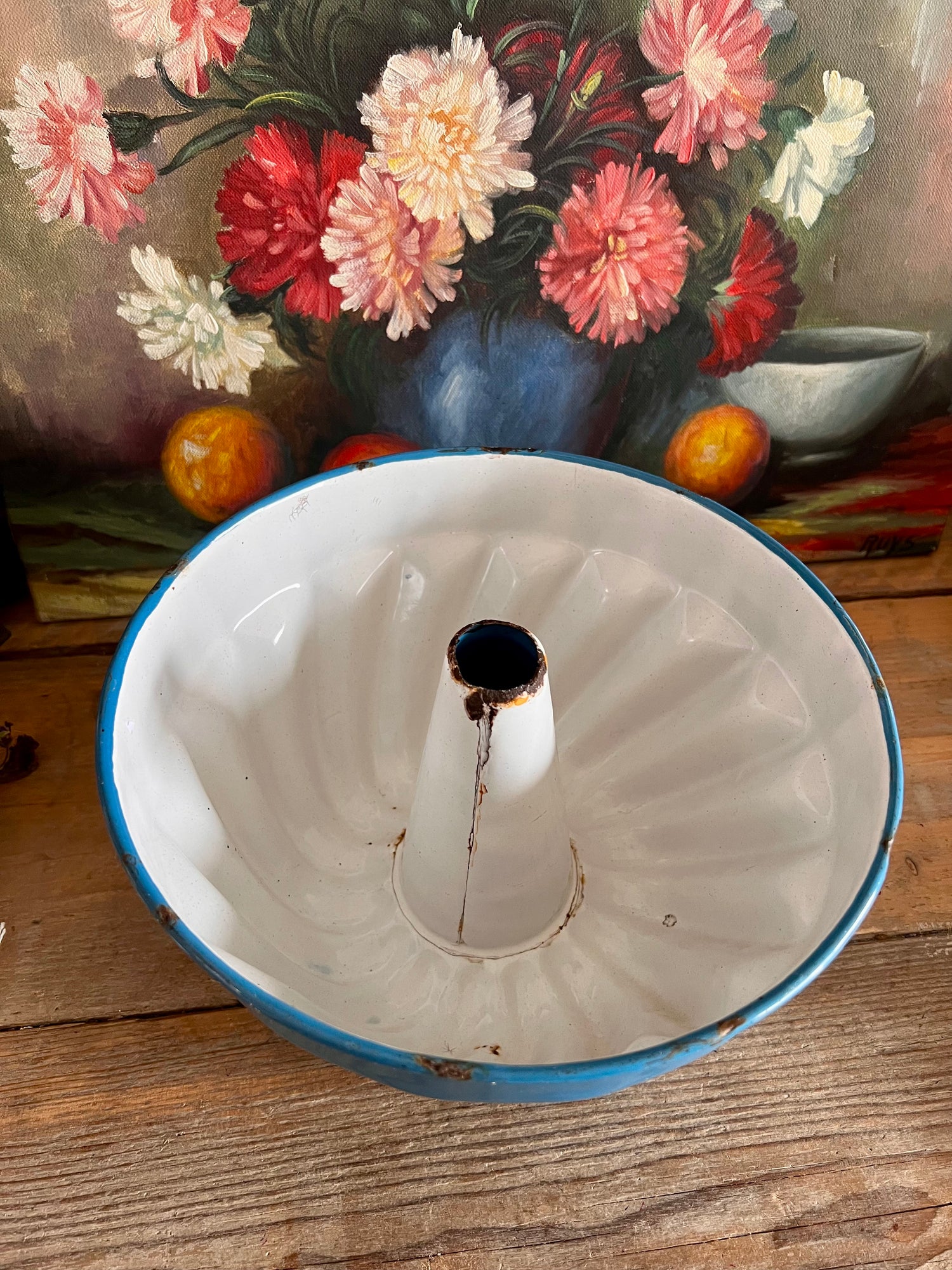 Franse brocante emaille bakvorm tulband