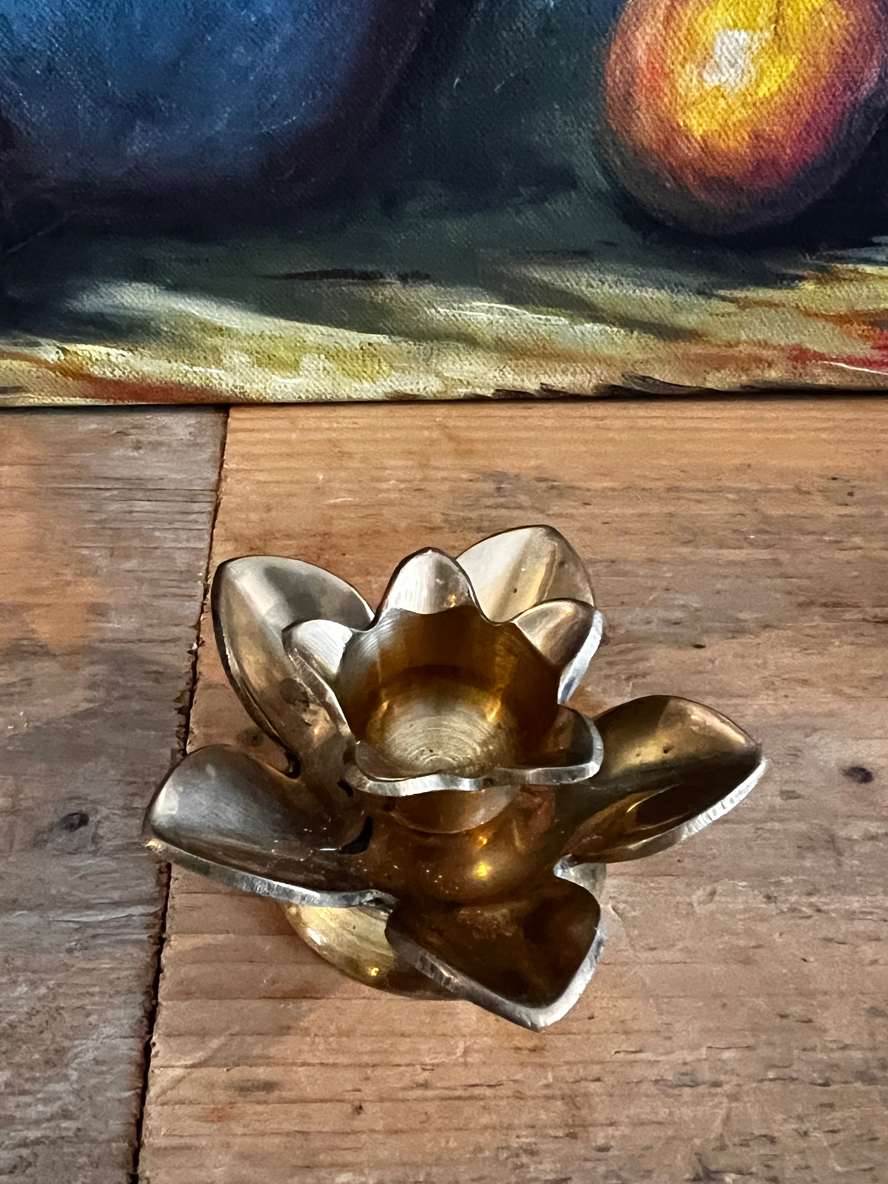 Vintage kandelaar roos van messing