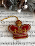 Geborduurd kerstornament kroon, rood Buckingham palace, kerstversiering, kerstdecoratie, tweedehands