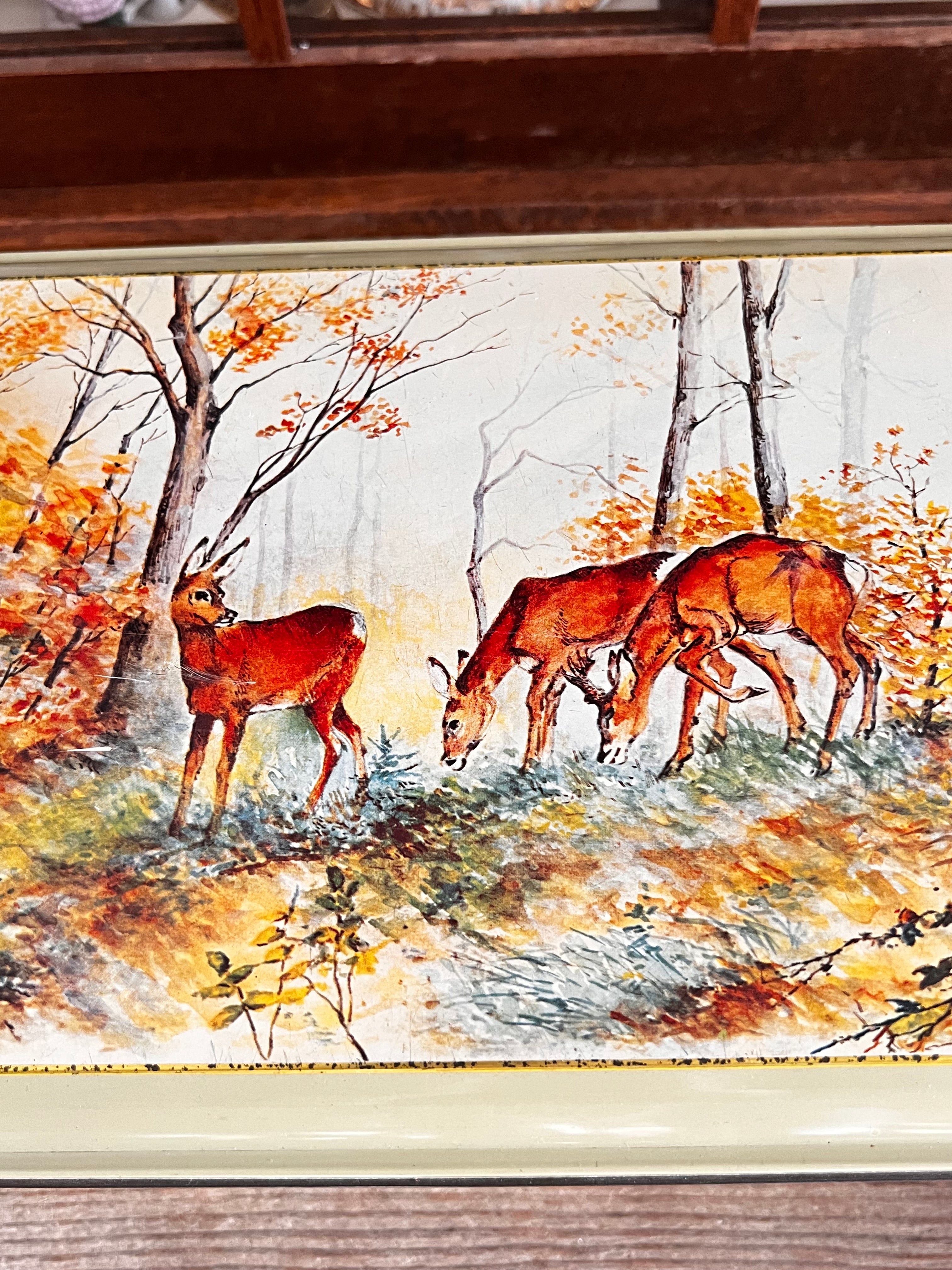 groot blik herfstdecor, blik met herten, herfst decoratie blik, herfstsfeer woondecoratie, metalen blik herfst, herfst accessoire met herten, grote opbergblik herfst, decoratief blik herfst.