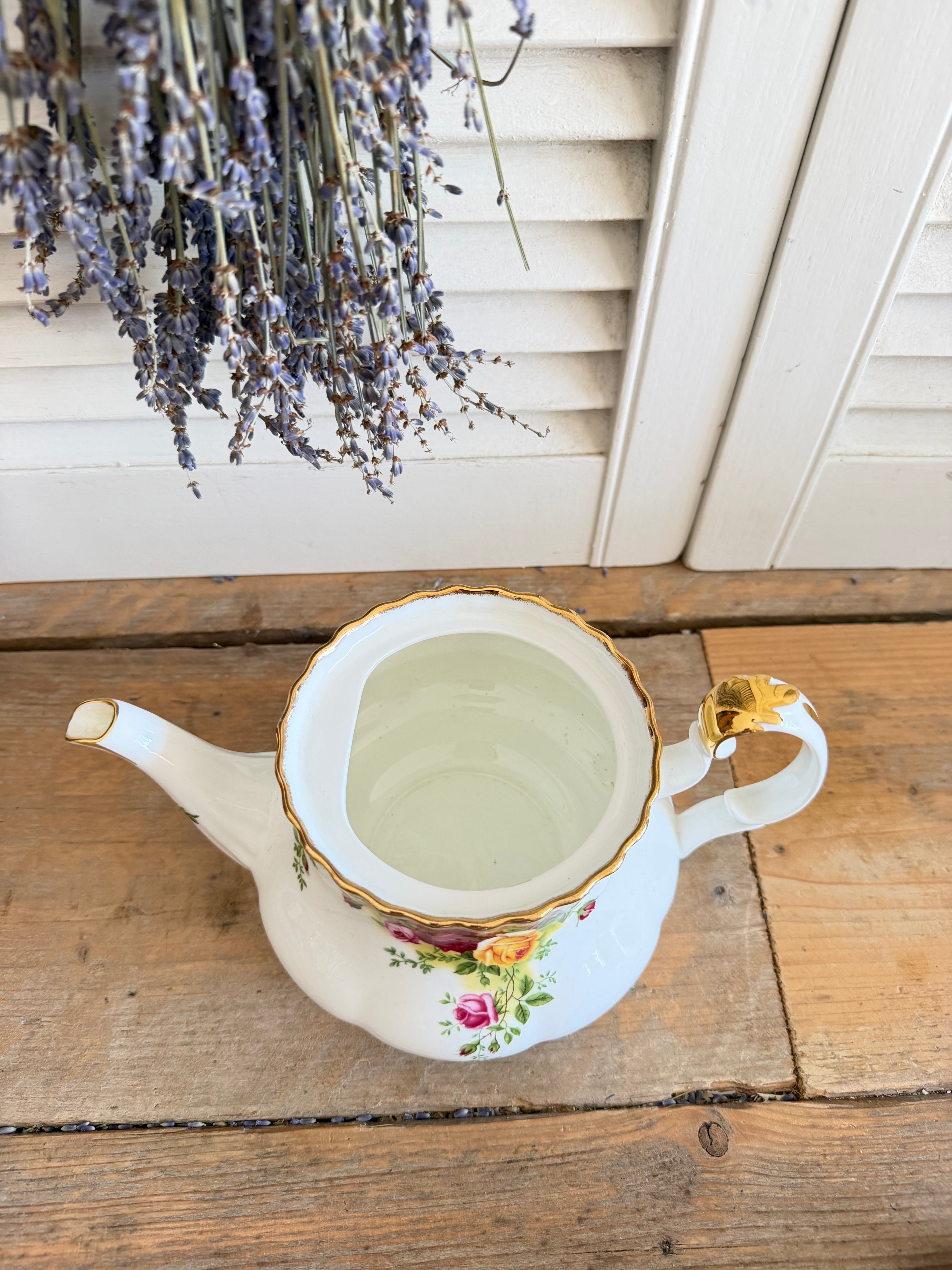 Royal Albert Old Country Roses theepot - 800 ml, vintage Royal Albert theepot, vintage servies, Engels theeservies, Sofia&