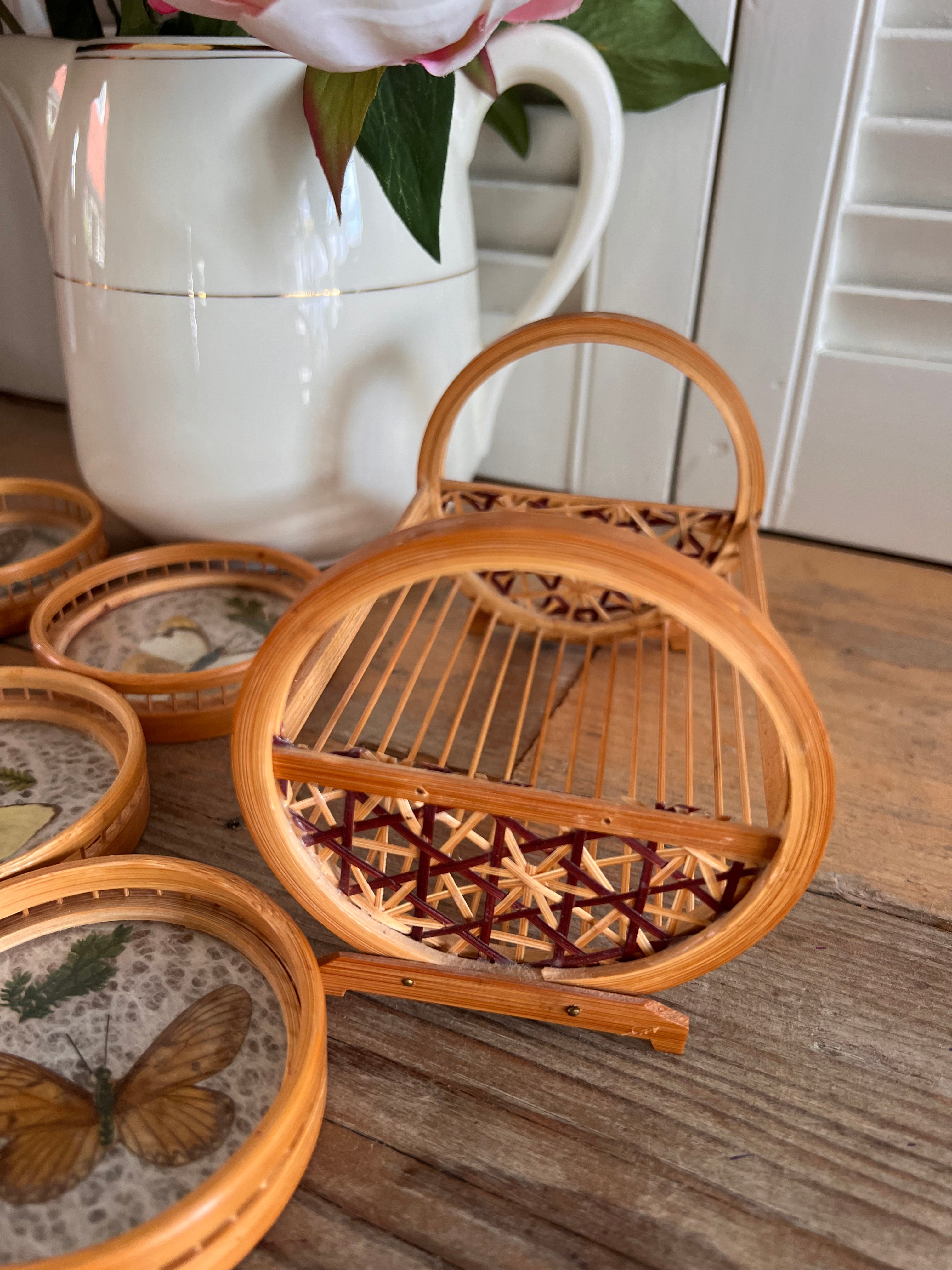 Vintage vlinderonderzetters bamboe