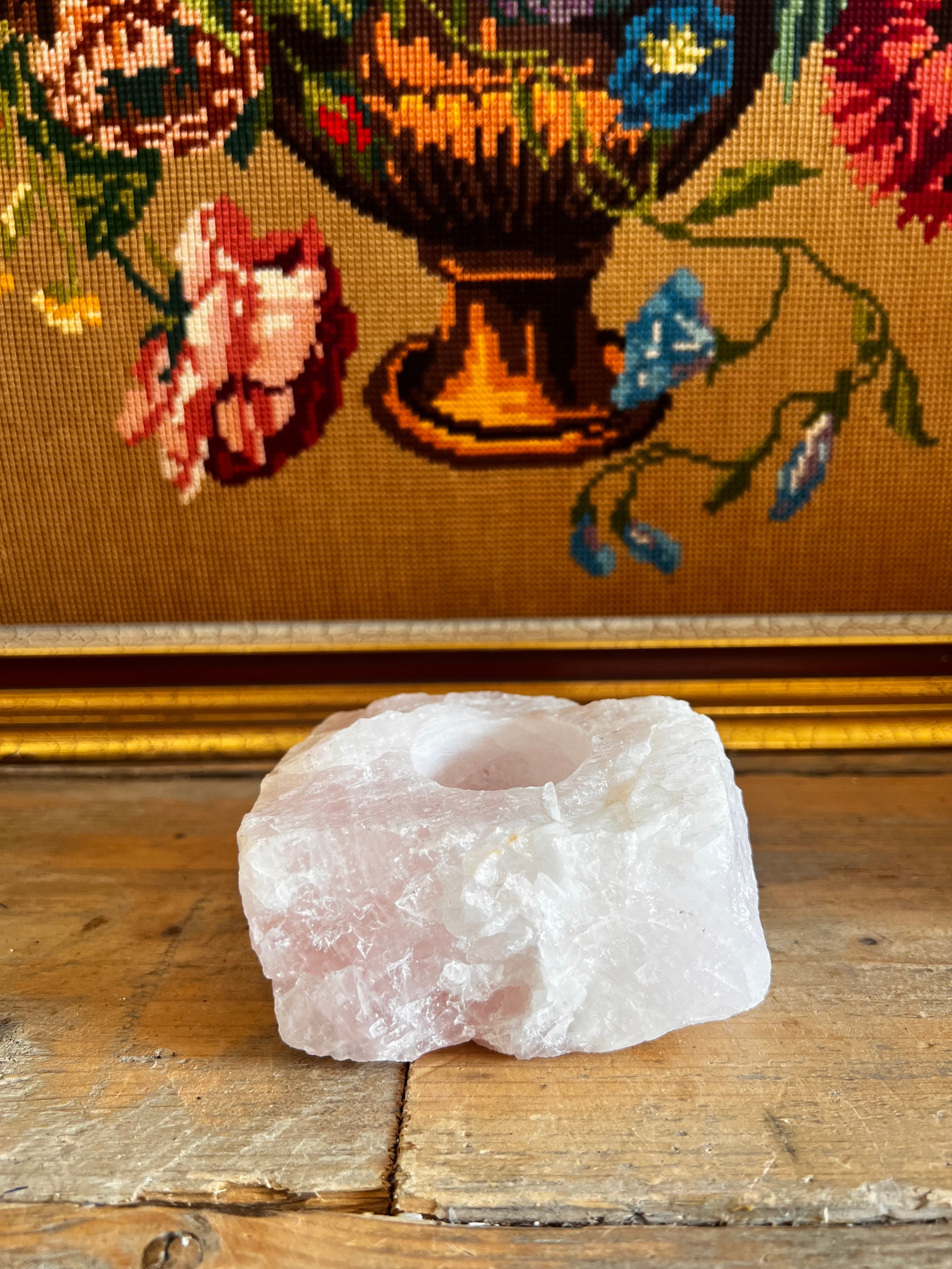 Rozenkwarts waxinelichthouder