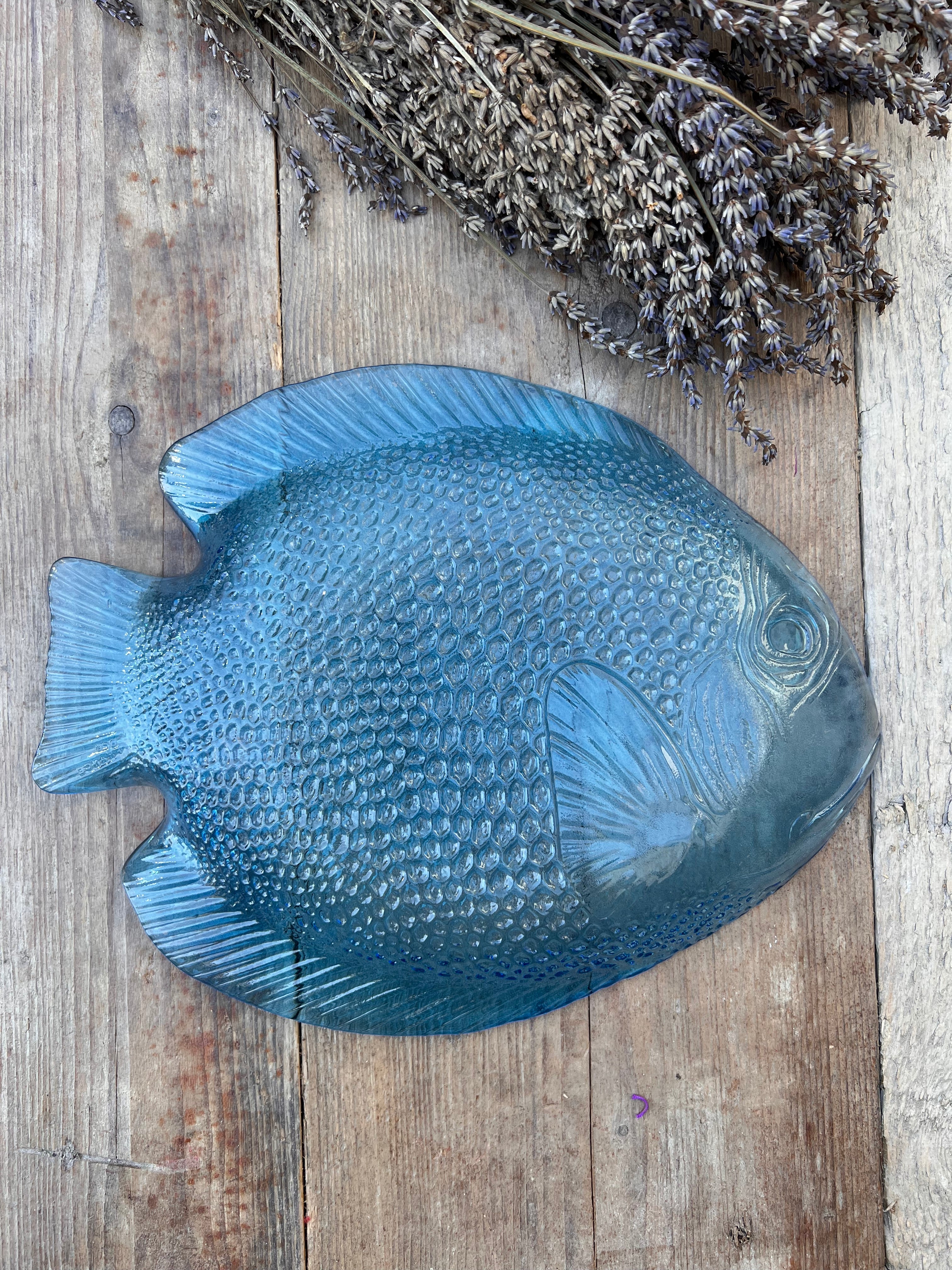 Vintage Fischschale blau