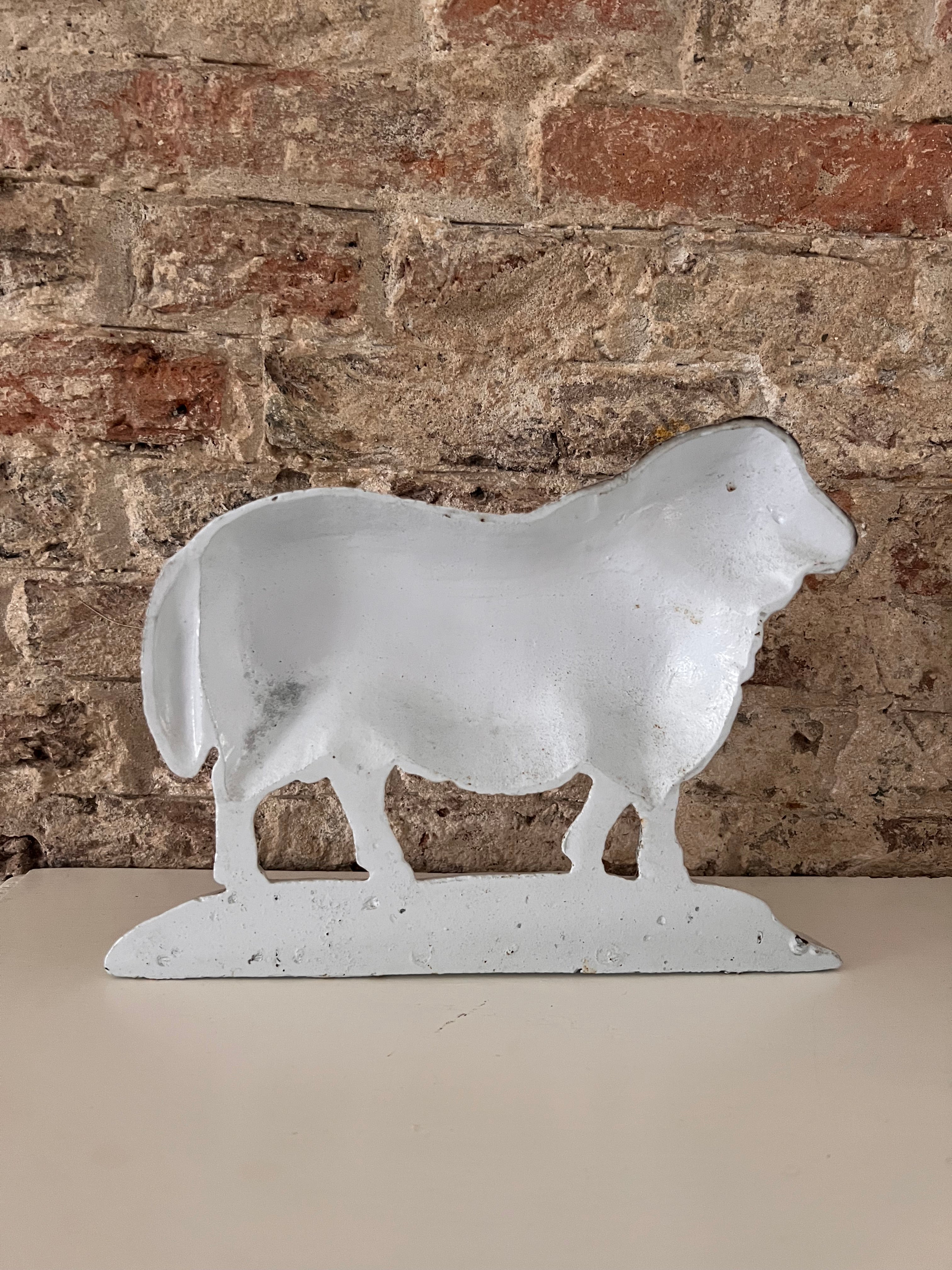 Gietijzeren deurstopper wit schaap