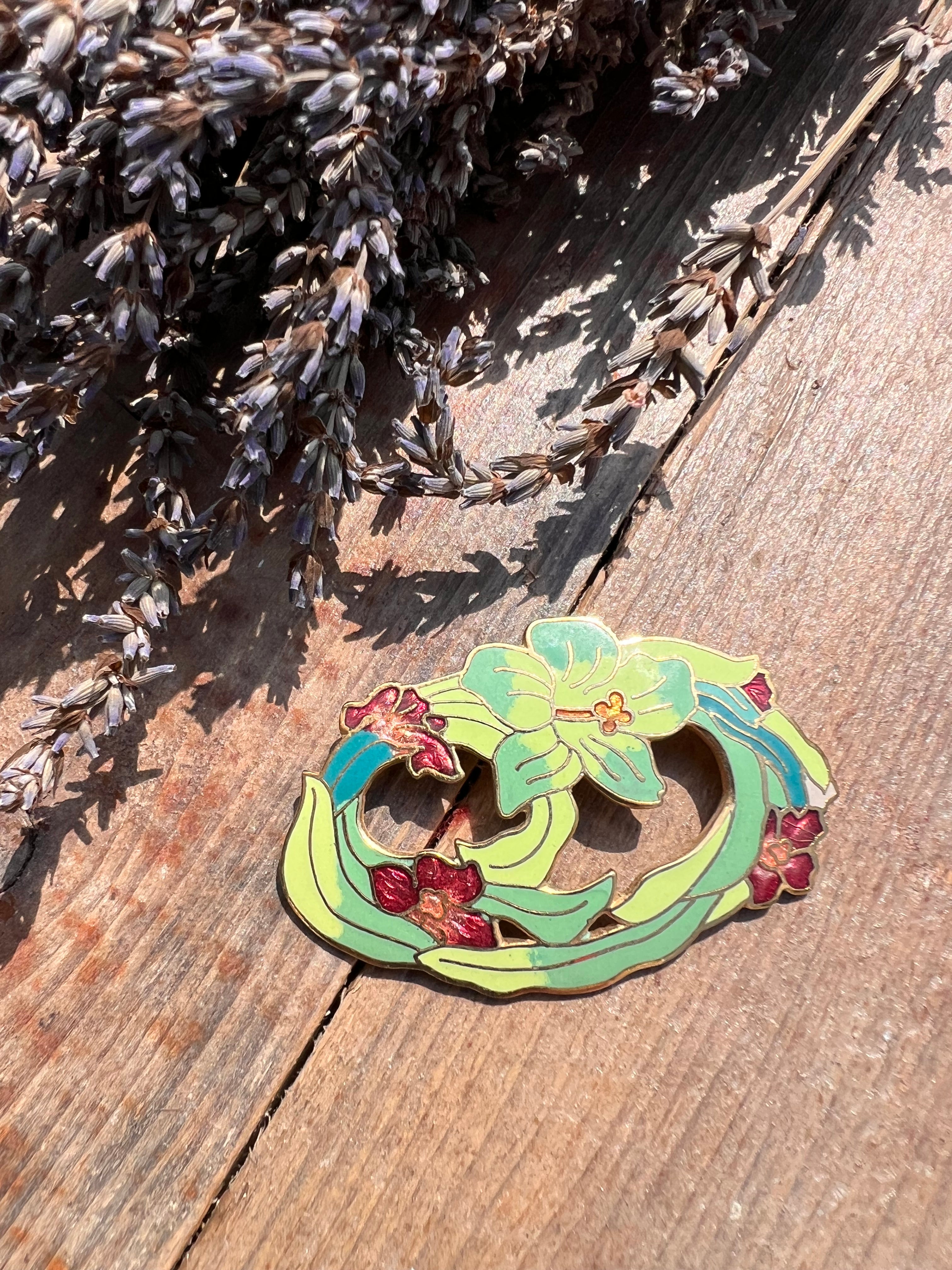 Vintage broche groen Art Nouveau stijl