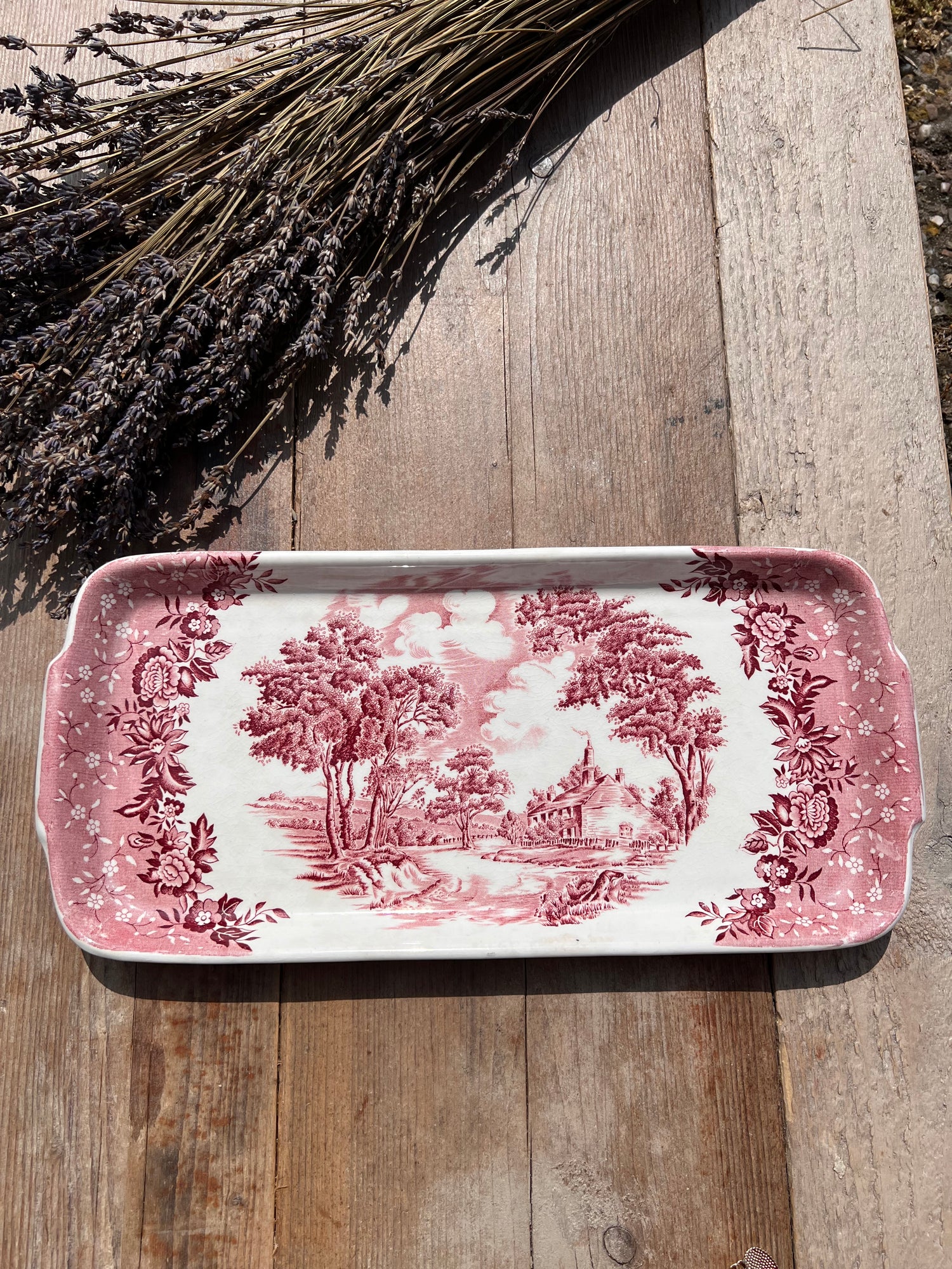 Rode cakeschaal Country Style