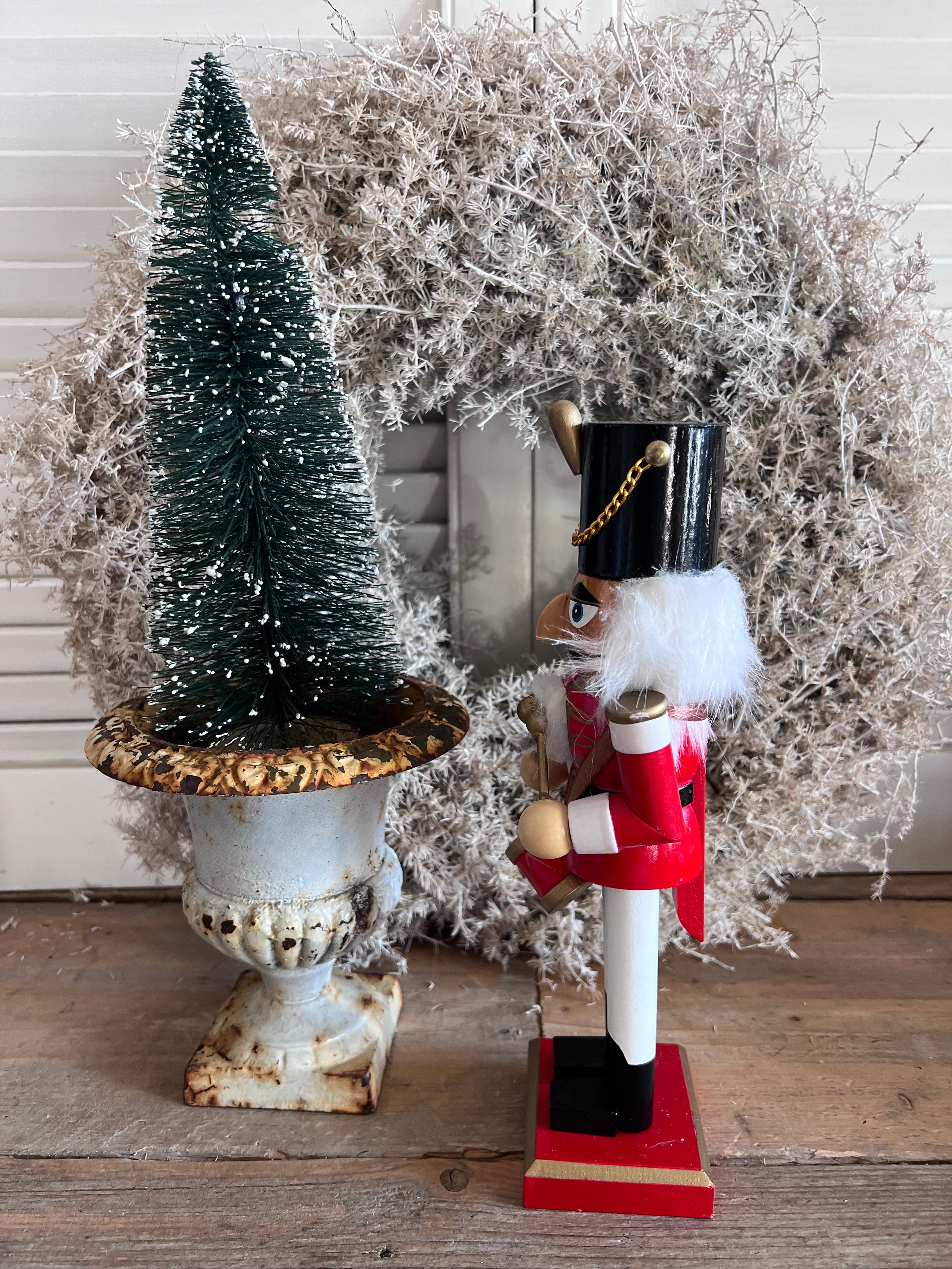 Notenkraker kerstfiguur hout met trommel, kerstversiering