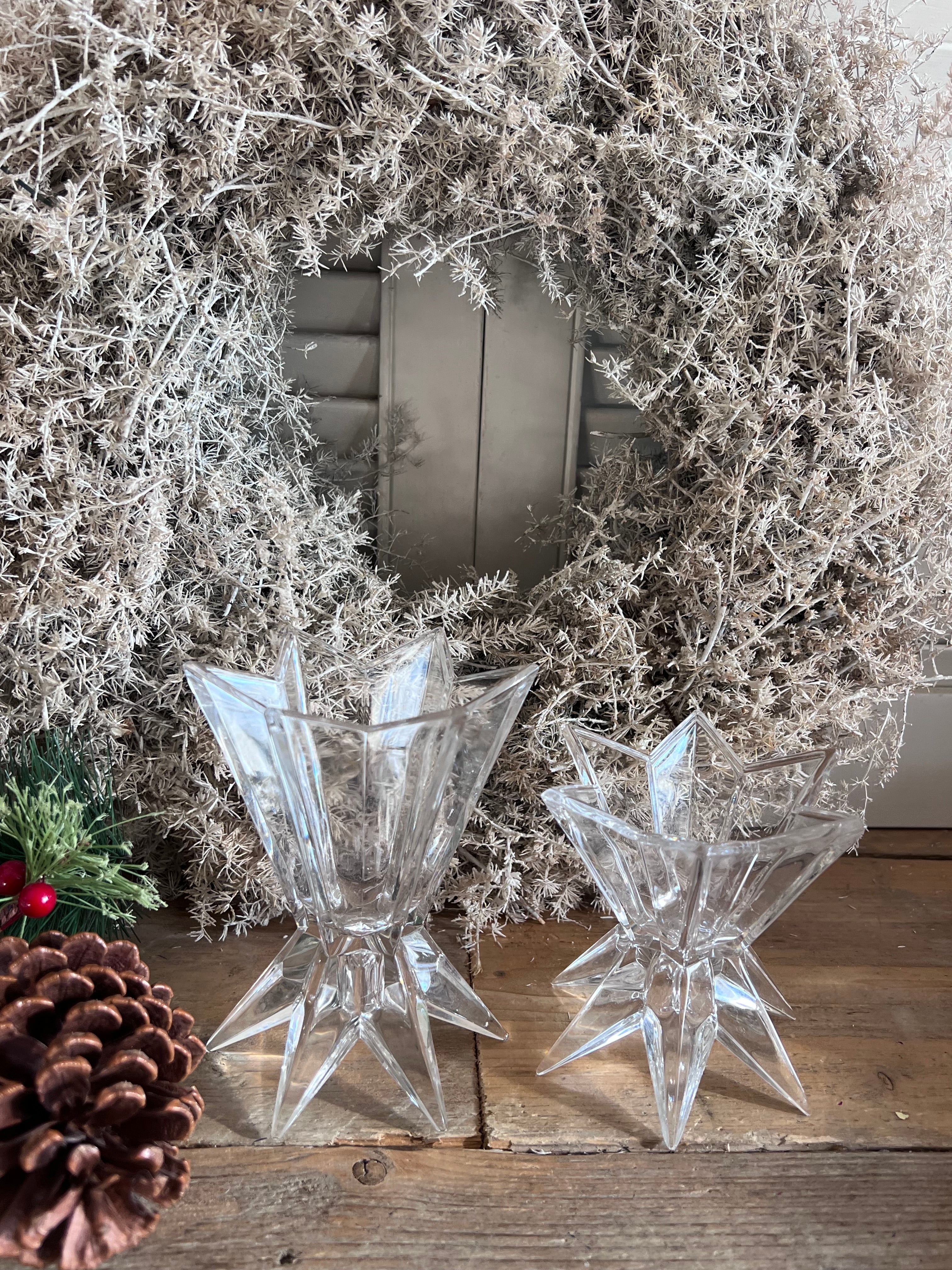 Nachtmann kandelaars, glazen kandelaars set, Galaxy kandelaars, kristallen kandelaars jaren 70, vintage kandelaars, Nachtmann kristal, retro design kandelaars, sfeerverlichting kristal.