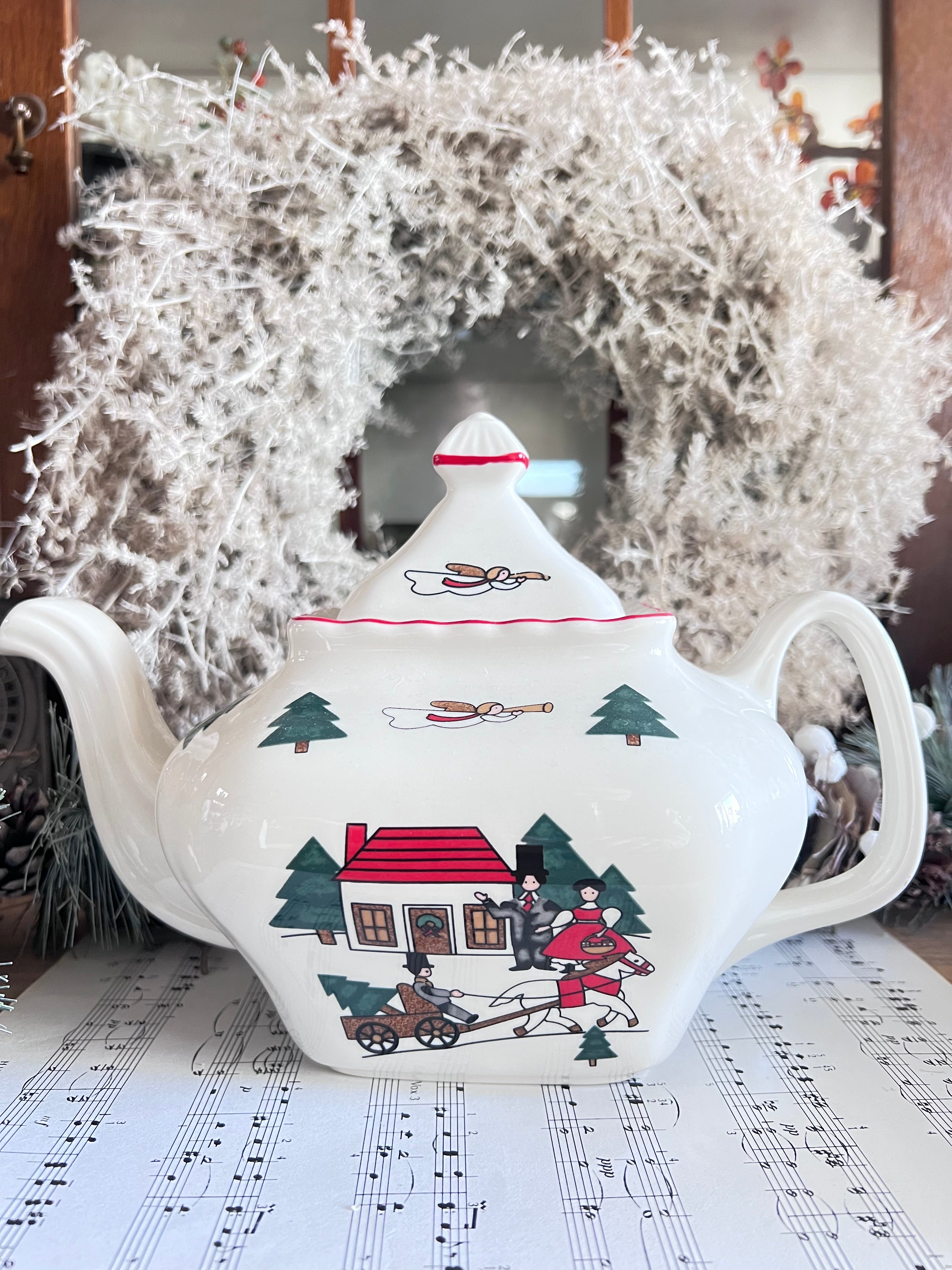 Mason’s Christmas Village theepot, kerst theepot keramiek, Christmas Village collectie, nieuwe kersttheepot, feestelijke theepot, Mason’s ceramics, limited edition theepot, kerstartikel keramiek