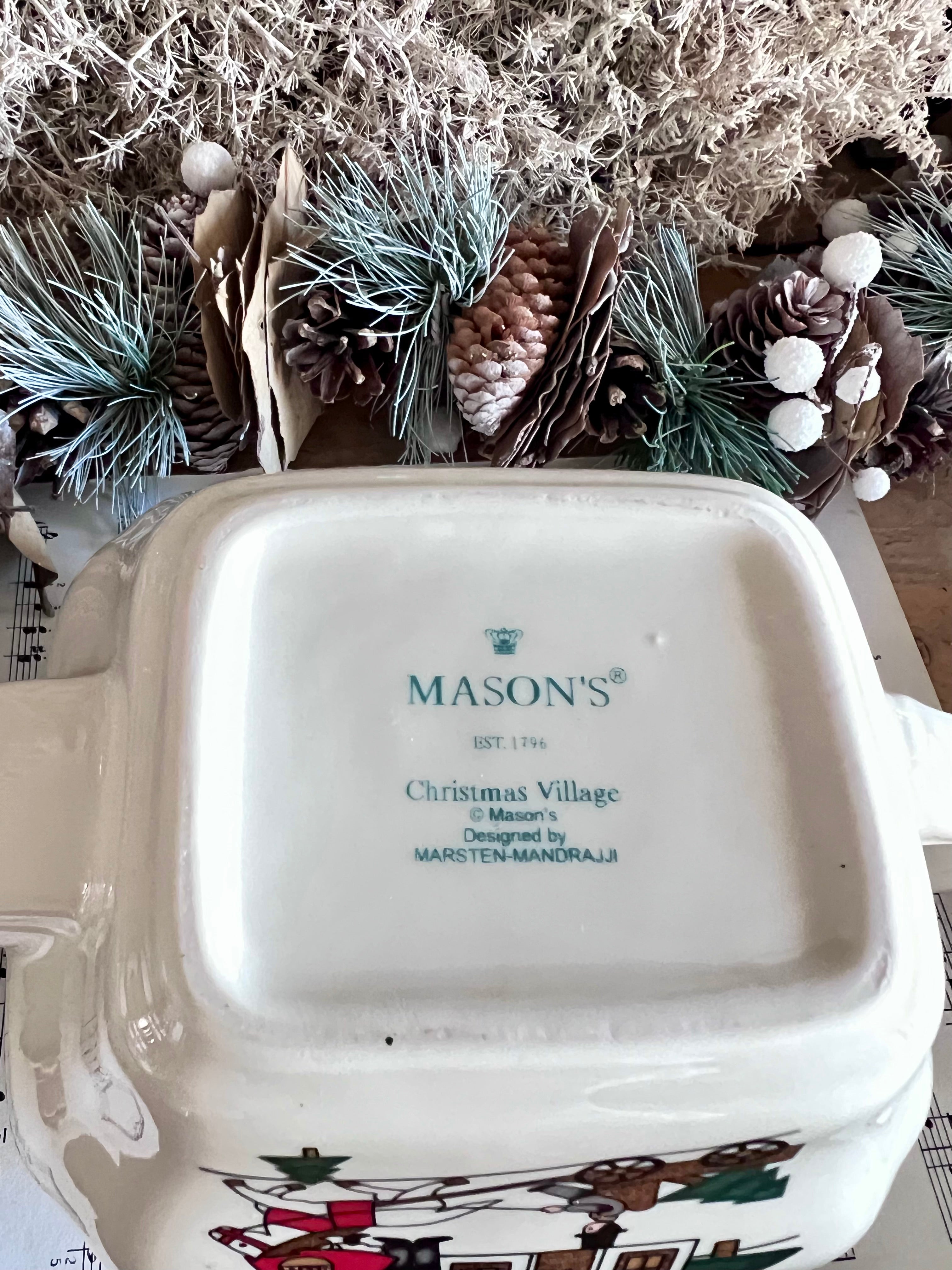 Mason’s Christmas Village theepot, kerst theepot keramiek, Christmas Village collectie, nieuwe kersttheepot, feestelijke theepot, Mason’s ceramics, limited edition theepot, kerstartikel keramiek