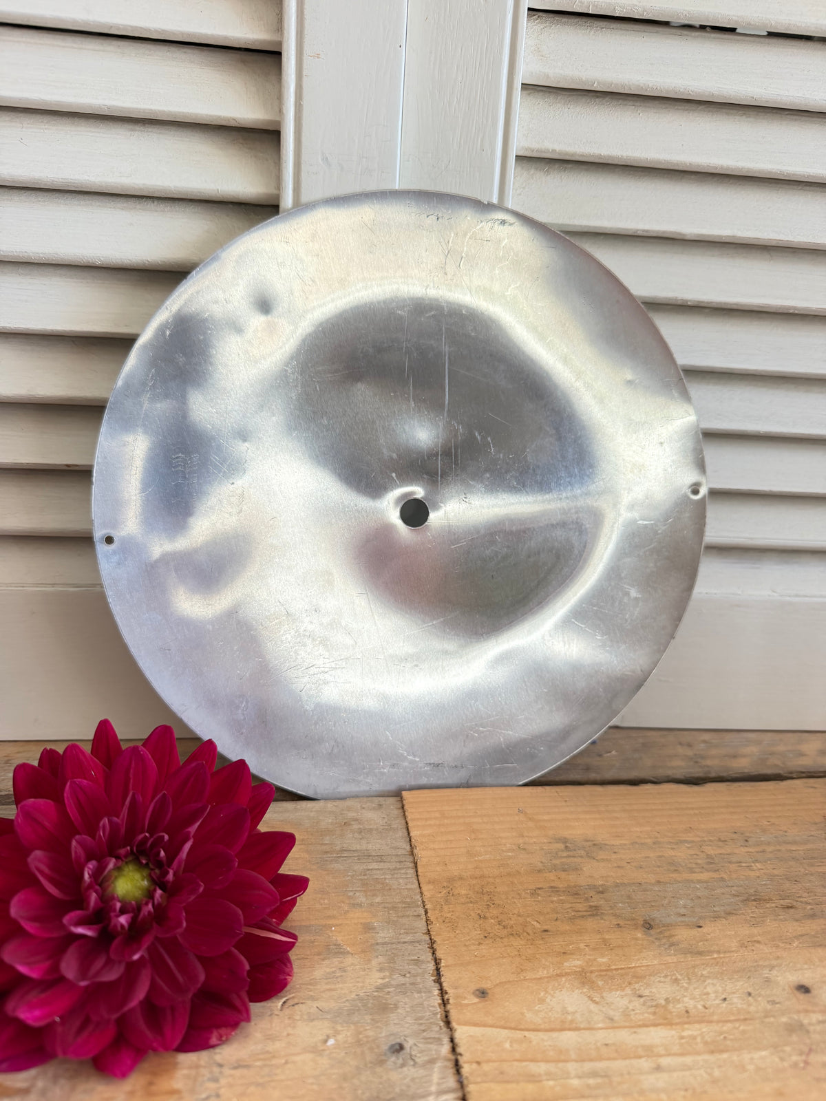 Aluminium klokwijzerplaat, oude aluminium wijzerplaat, Franse aluminium klokplaat, Franse brocante decoratie, vintage Franse klokwijzerplaat, vintage uurwerk decoratie, Saint Etienne klok, Louis Jaquine St. Etienne, Sofia&