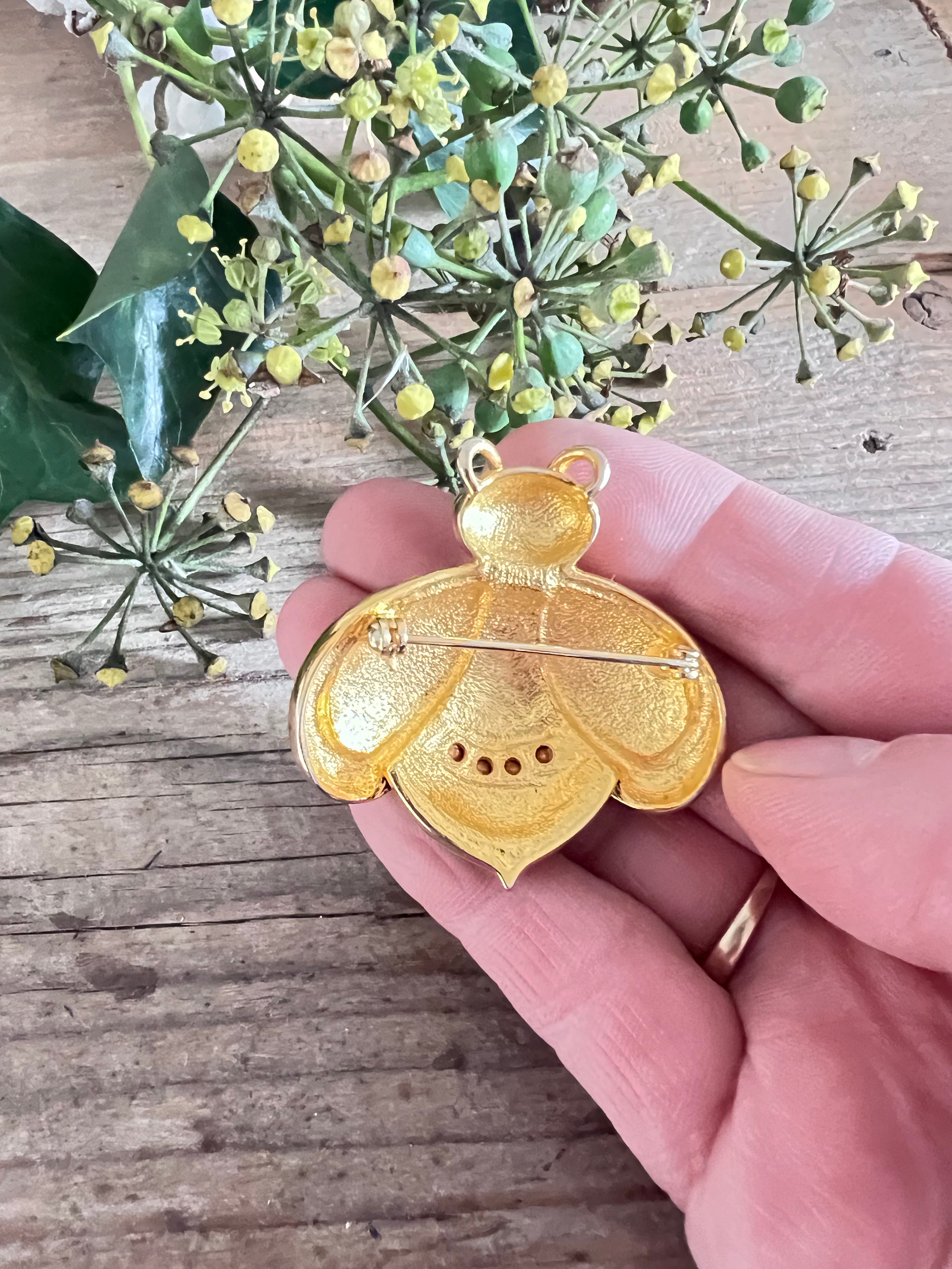 Geëmailleerde Kever Broche met Strass