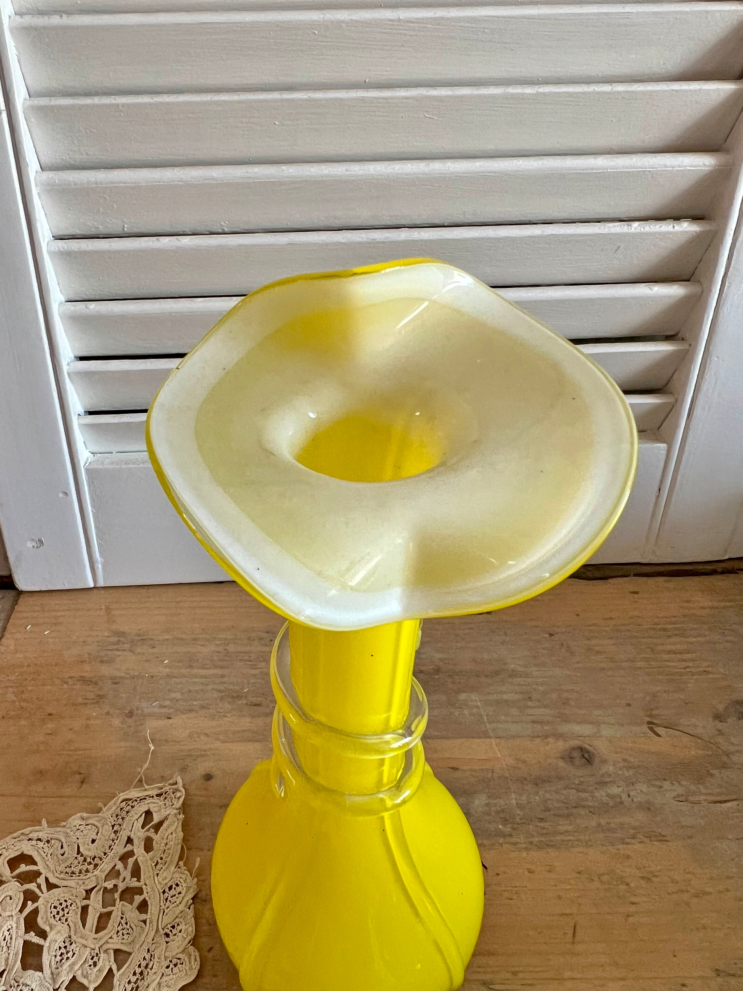 Gele Murano glas vaas jaren 70