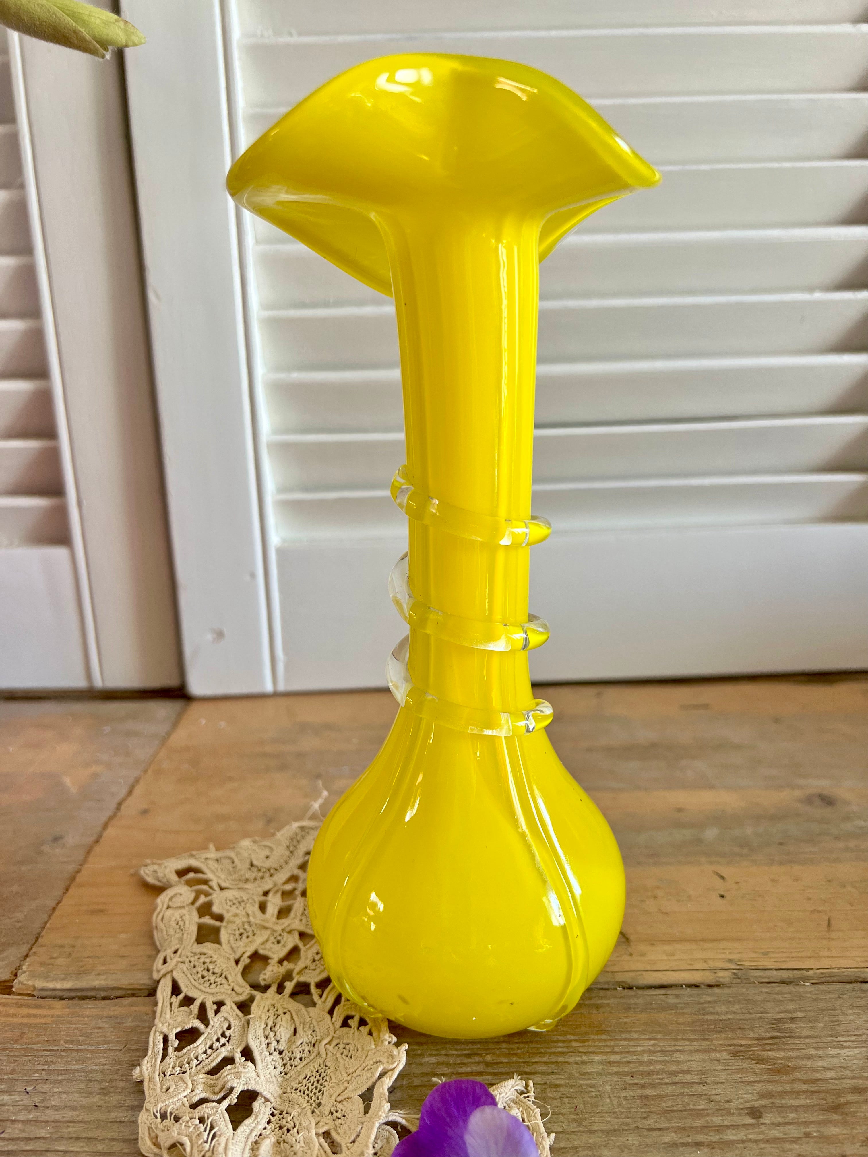 Gele Murano glas vaas jaren 70