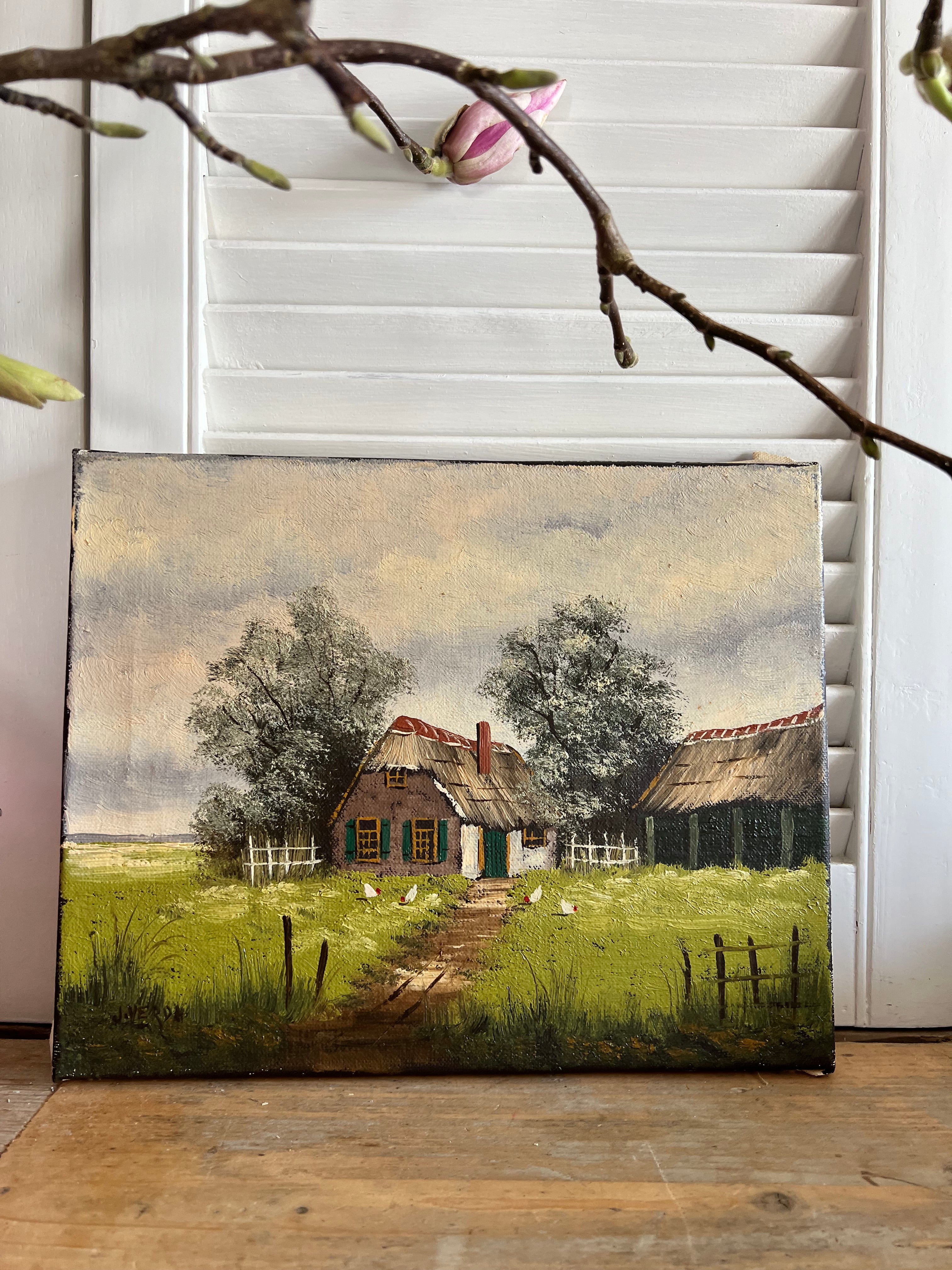 Schilderij boerderij vintage