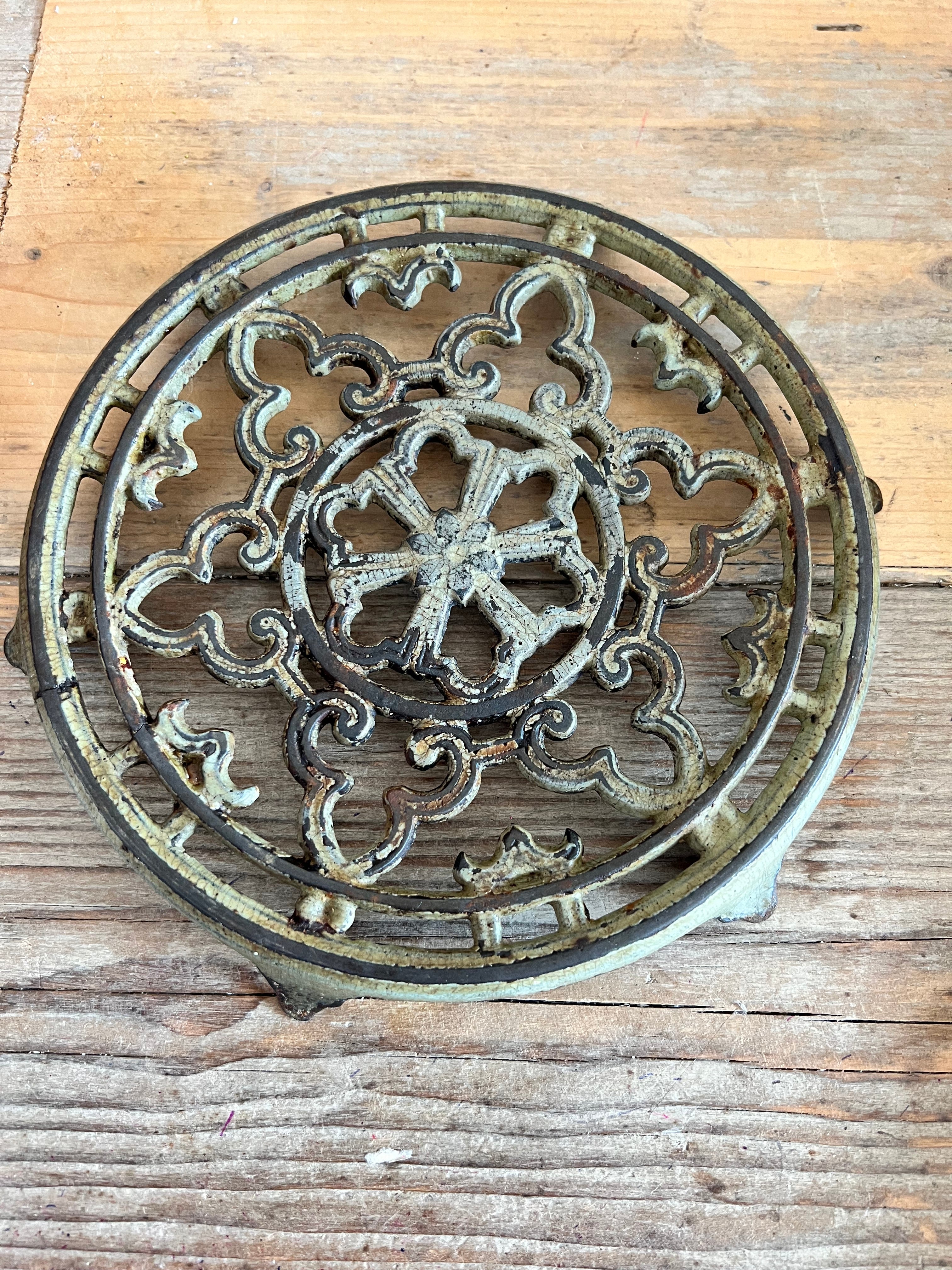 Franse brocante onderzetter in de kleur groen