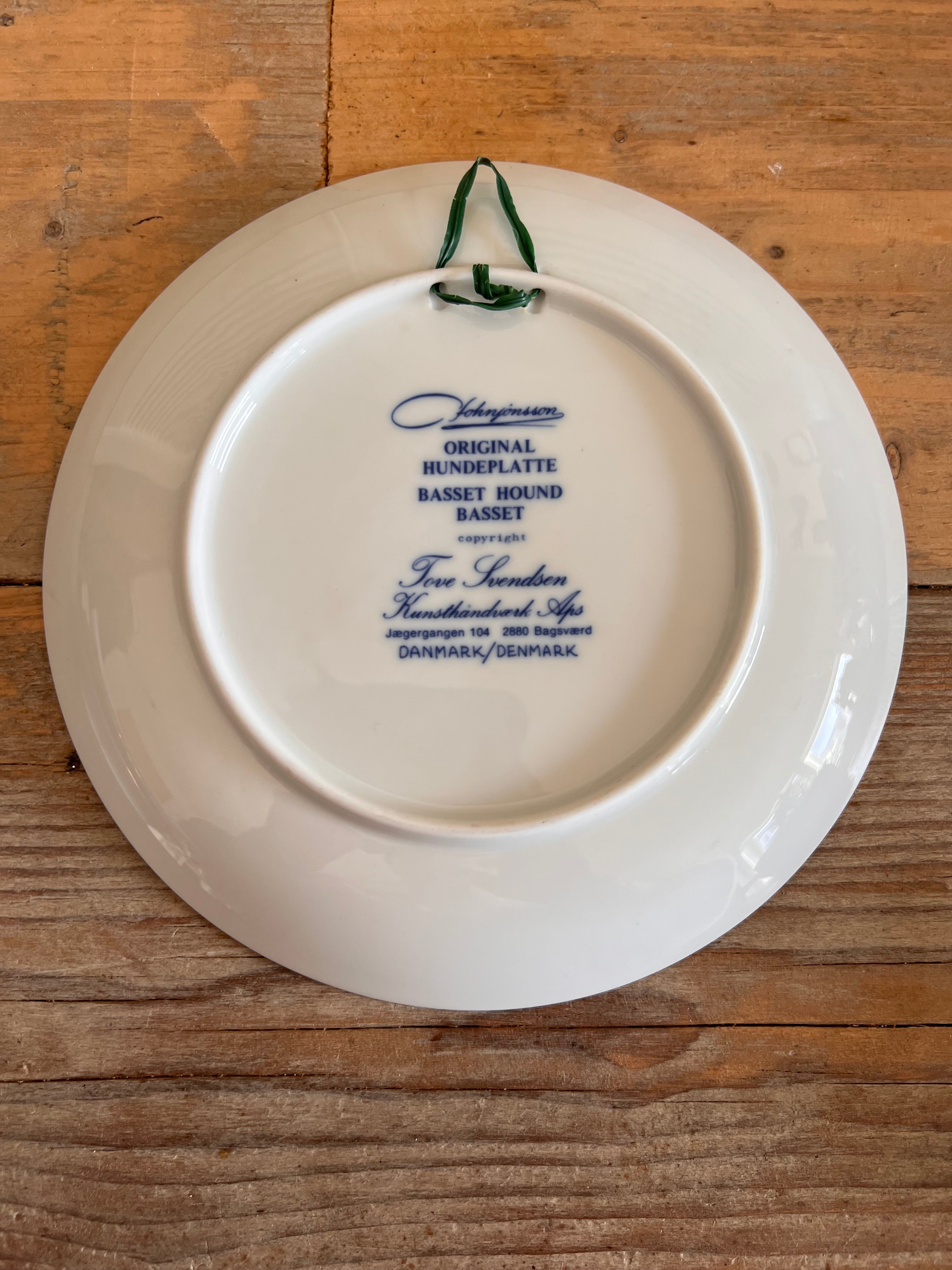 Wandbord Basset hond blauw