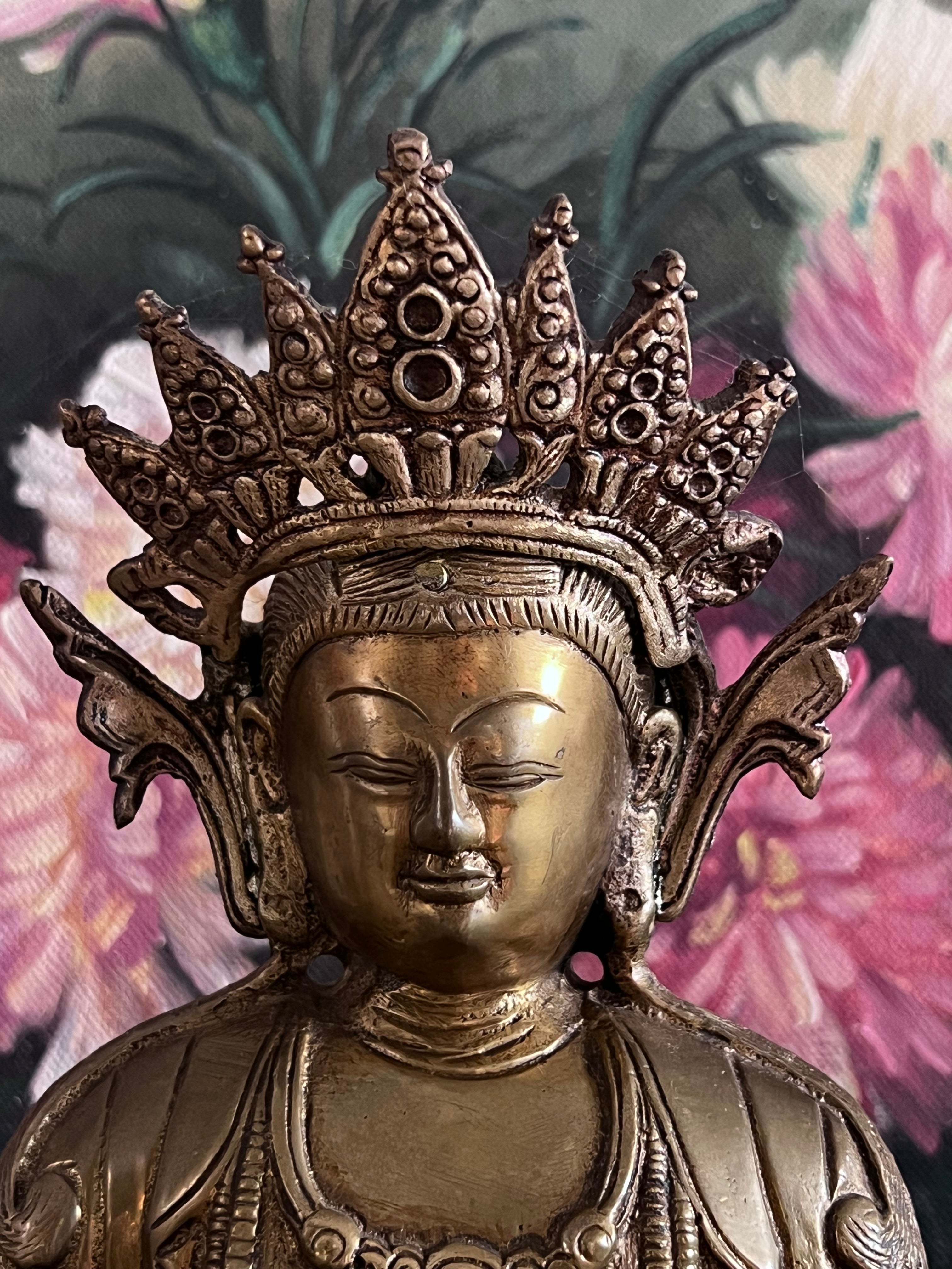 vintage Boeddha messing, Boeddhabeeld messing, messing Boeddha decoratie, spirituele decoratie vintage, oosterse beelden messing, Boeddhabeeld vintage, messing beeld Boeddha  