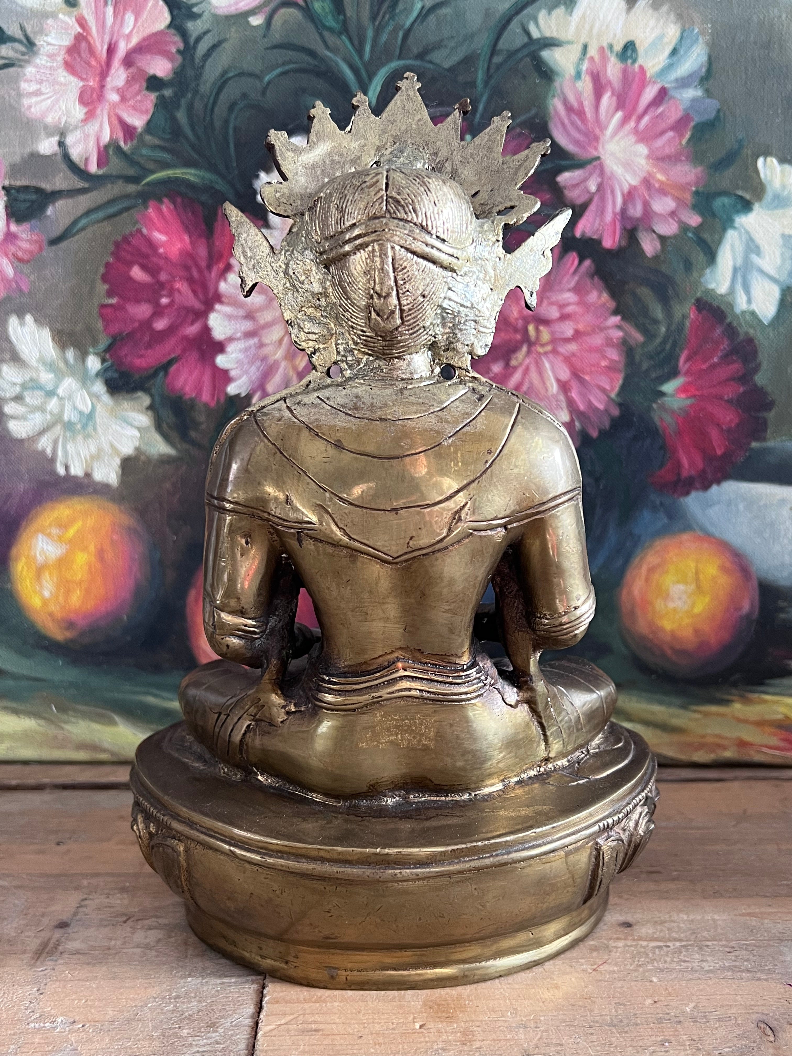 vintage Boeddha messing, Boeddhabeeld messing, messing Boeddha decoratie, spirituele decoratie vintage, oosterse beelden messing, Boeddhabeeld vintage, messing beeld Boeddha  